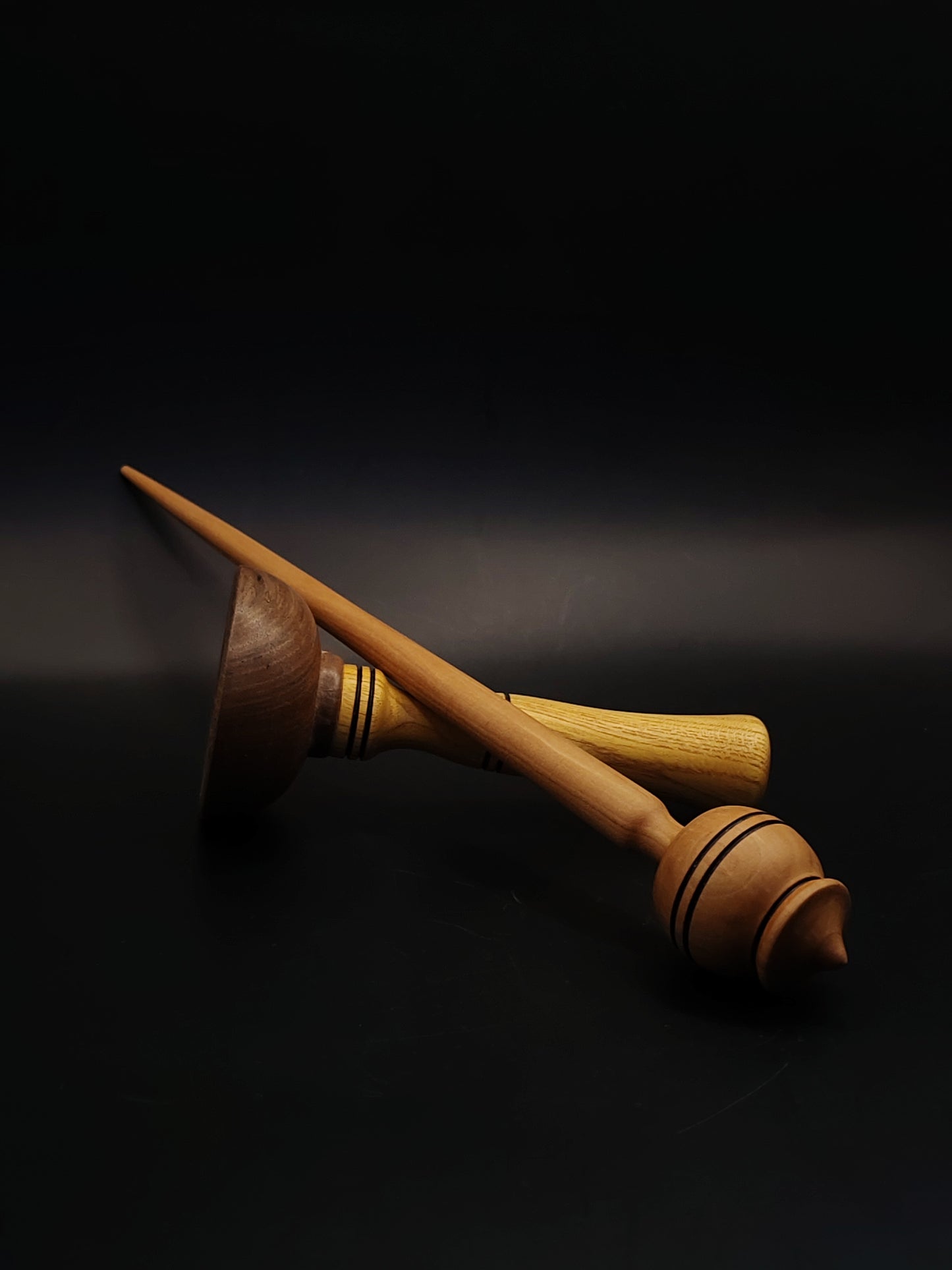 Support Spindle Set 27g Aged Pear Wood Yarn Spinning Tool Wooden Bowl
