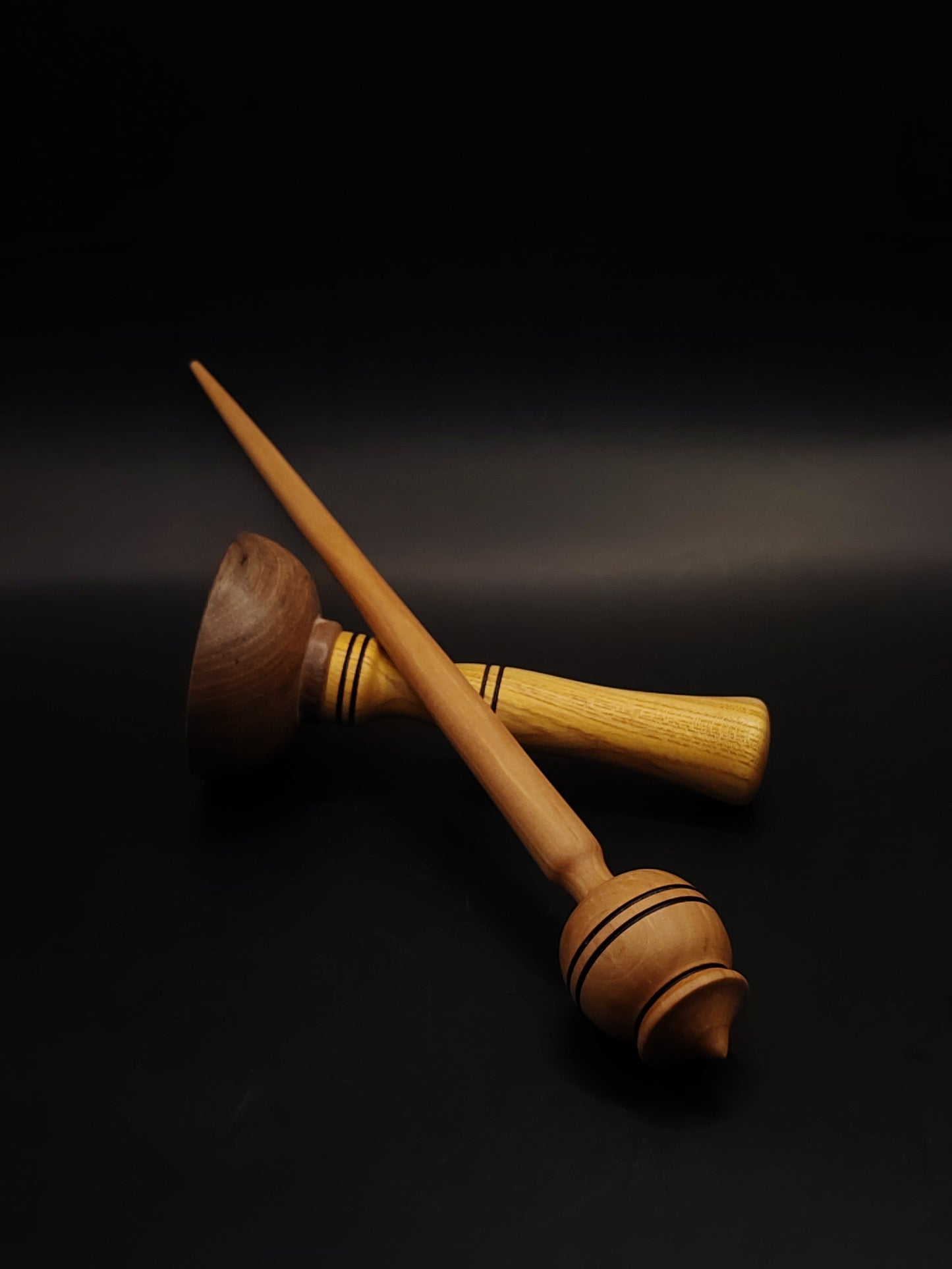 Support Spindle Set 27g Aged Pear Wood Yarn Spinning Tool Wooden Bowl
