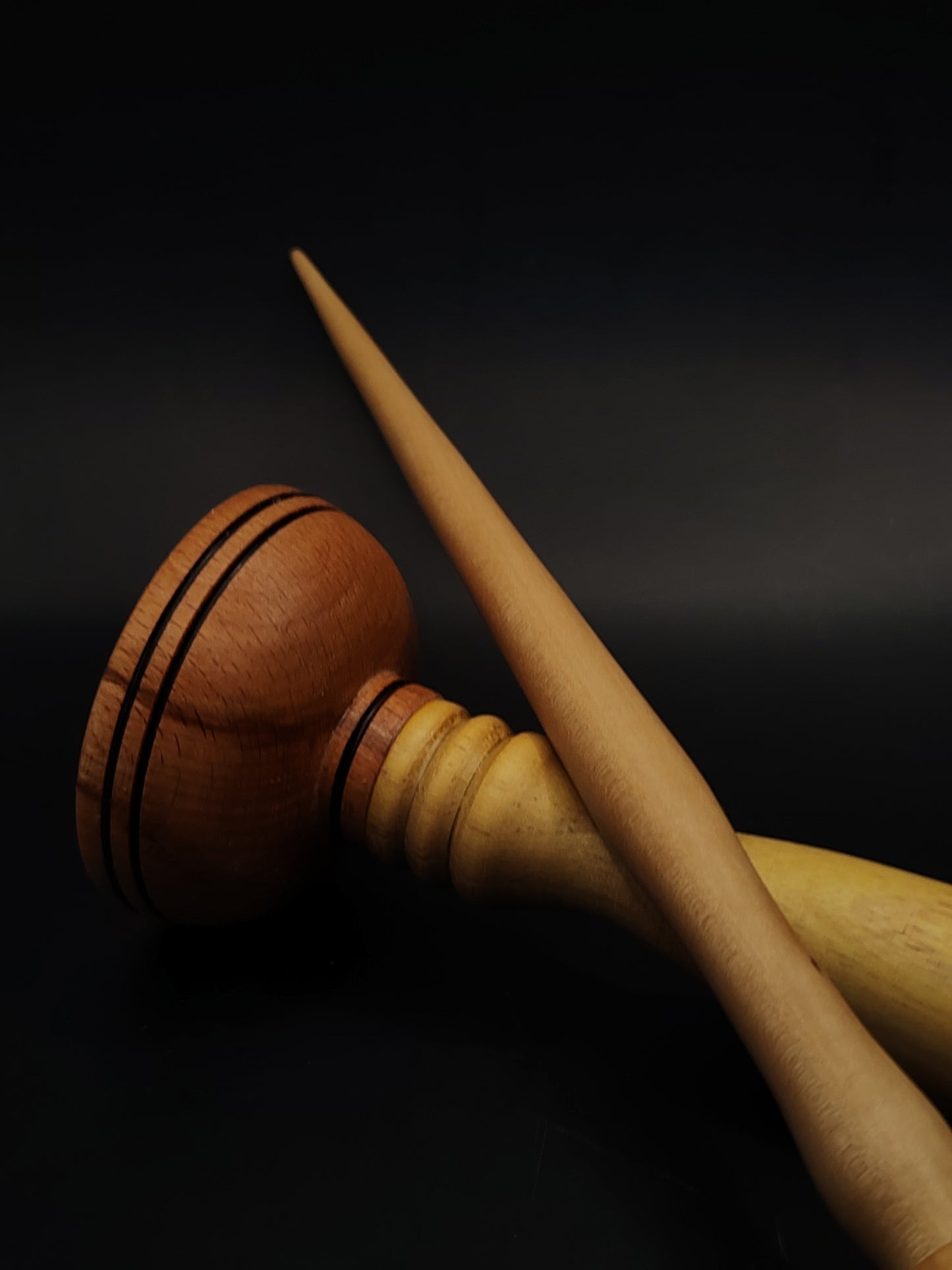 Support Spindle Set 23g Yarn Spinning Tool Apple Shaft Pear Whorl Wooden Bowl