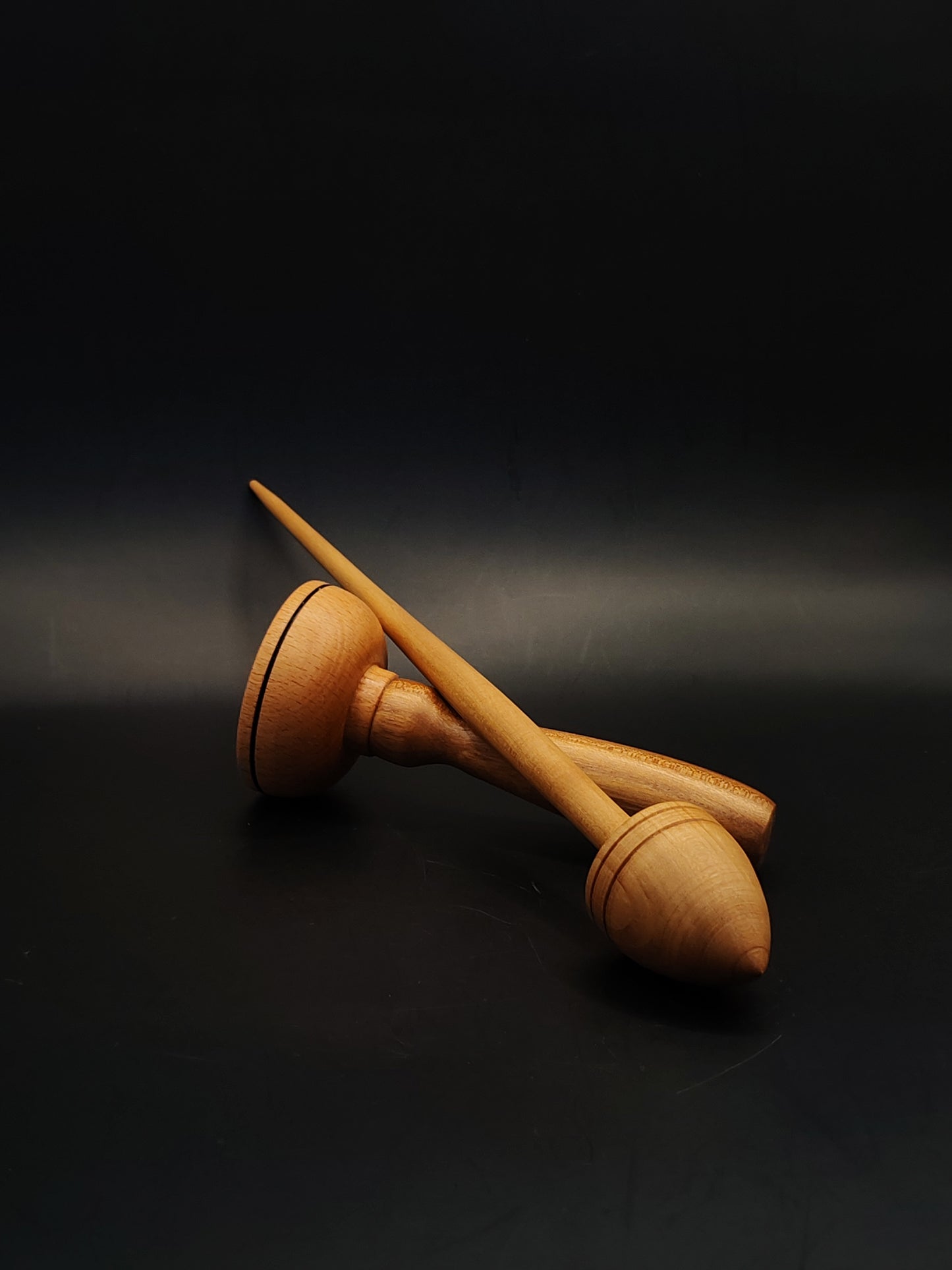 Support Spindle Set 26g Pear Yarn Spinning Tool with Beech Chestnut Lap Bowl