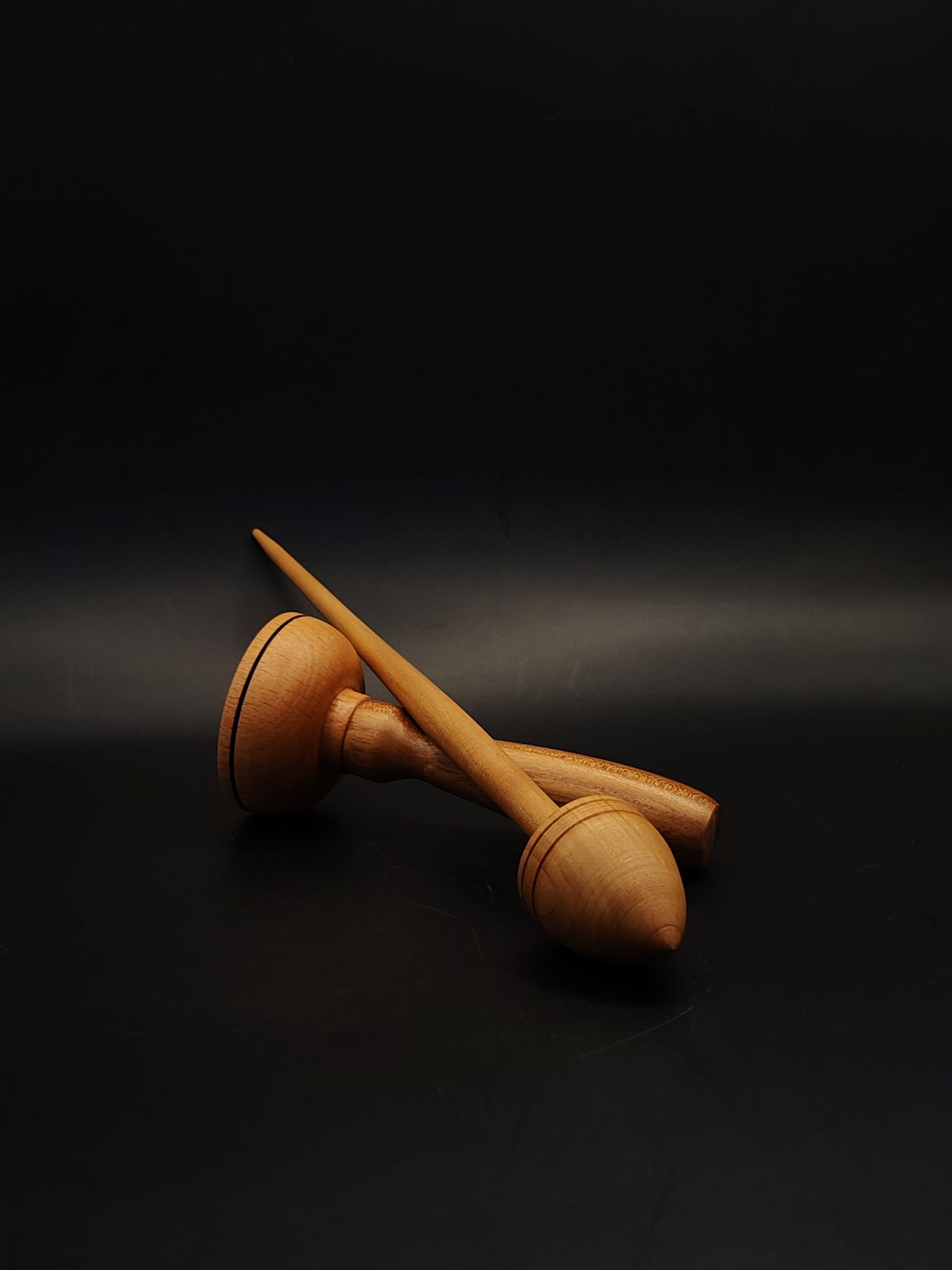 Support Spindle Set 26g Pear Yarn Spinning Tool with Beech Chestnut Lap Bowl