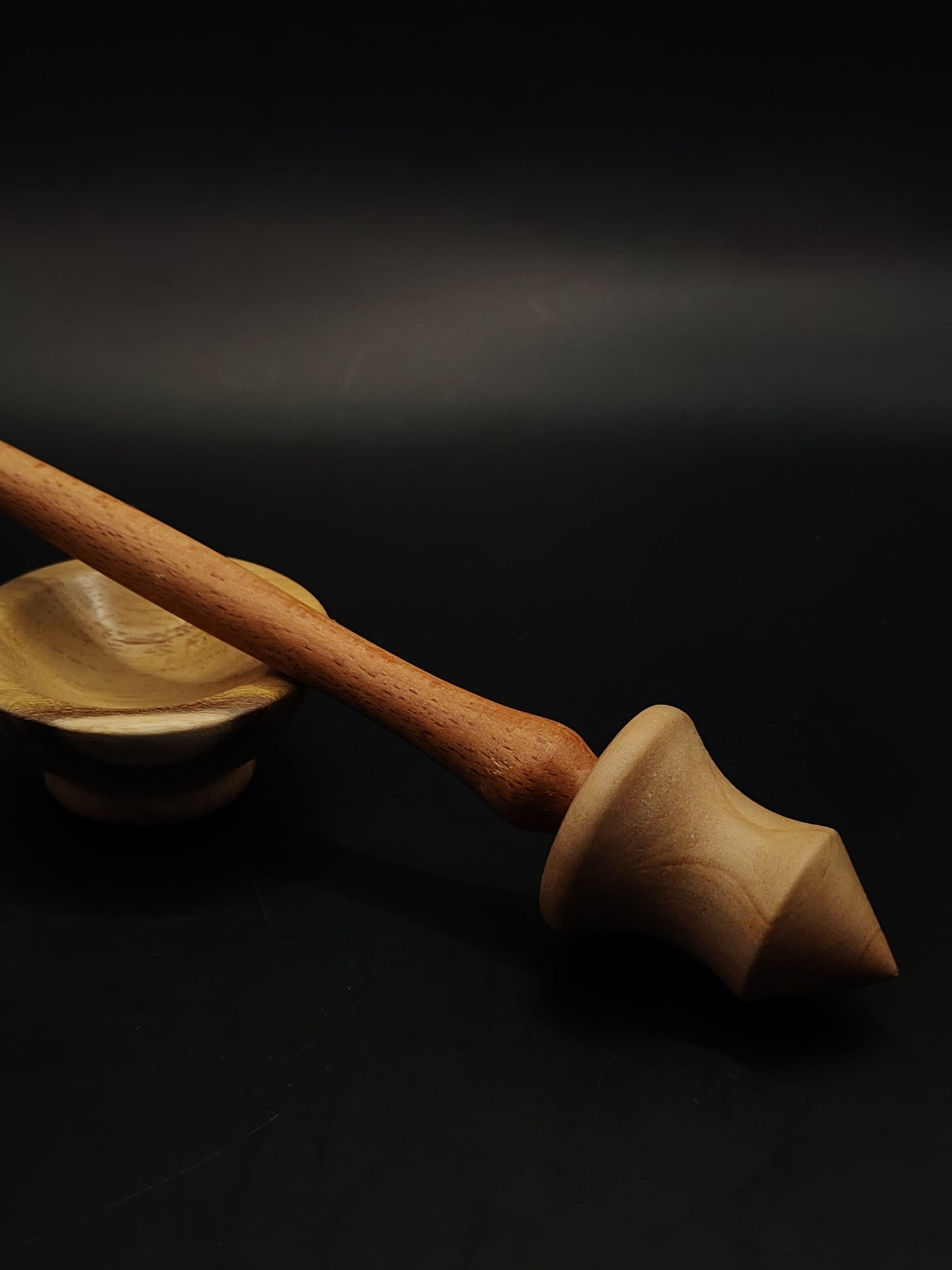 Support Spindle Set 21g Yarn Spinning Tool Beech Shaft Pear Whorl Acacia Bowl