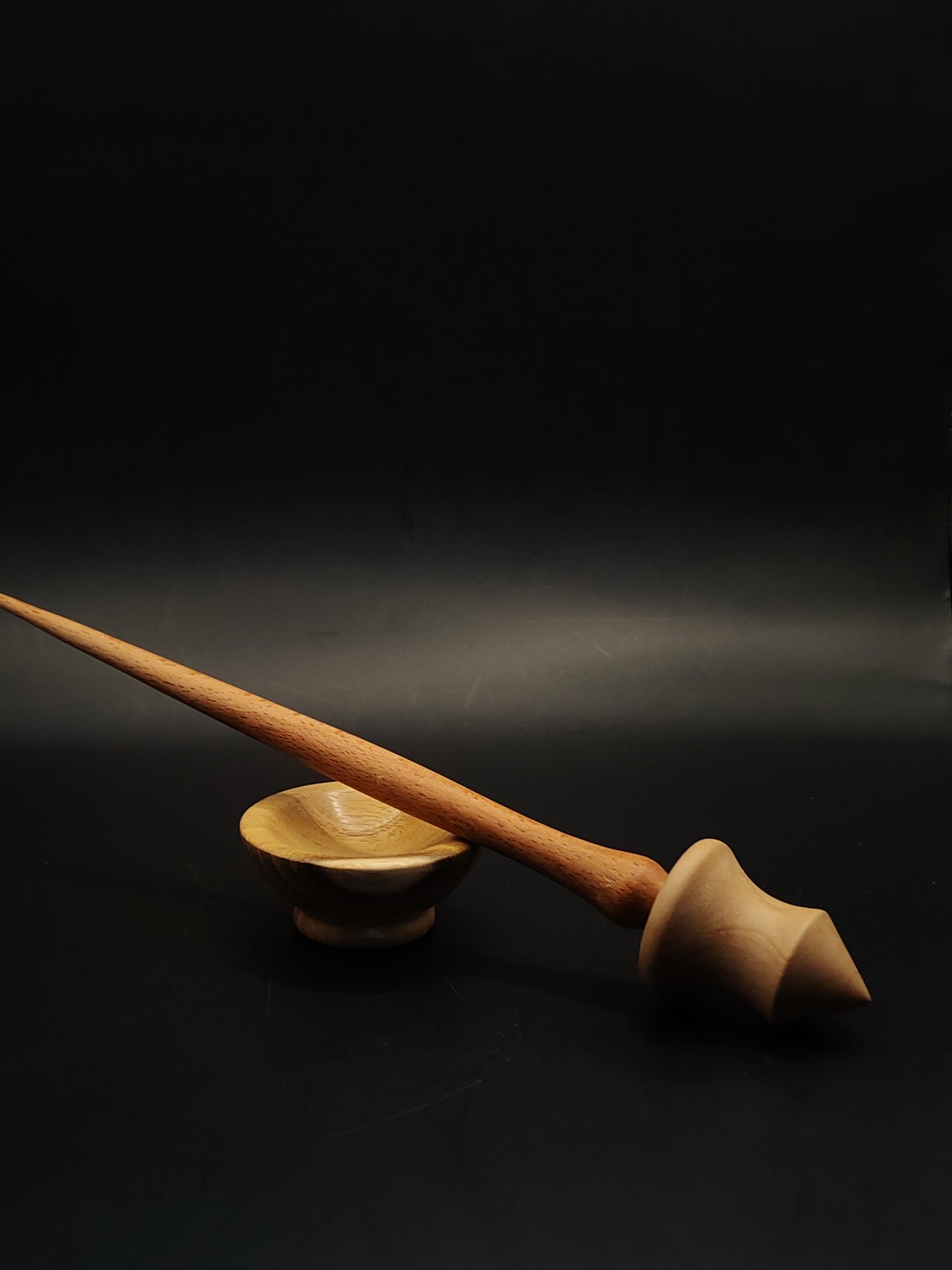 Support Spindle Set 21g Yarn Spinning Tool Beech Shaft Pear Whorl Acacia Bowl