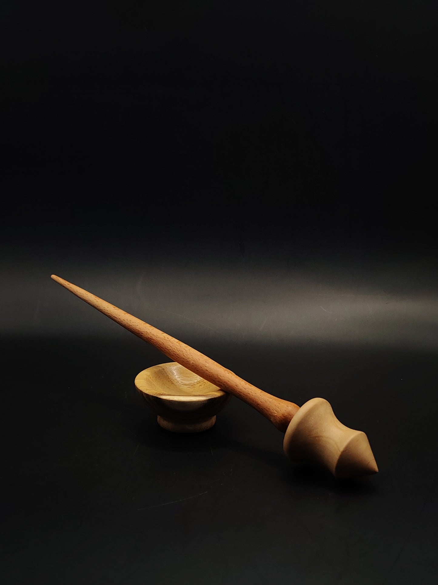 Support Spindle Set 21g Yarn Spinning Tool Beech Shaft Pear Whorl Acacia Bowl
