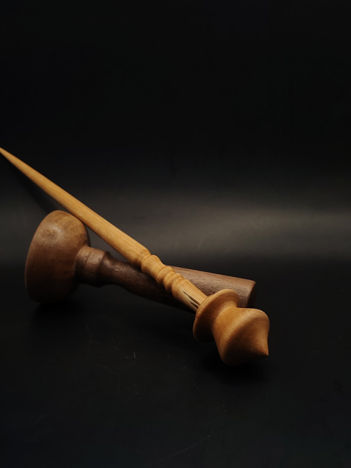 Support Spindle Set 24g Aged Pear Wood Yarn Spinning Tool Walnut Bowl