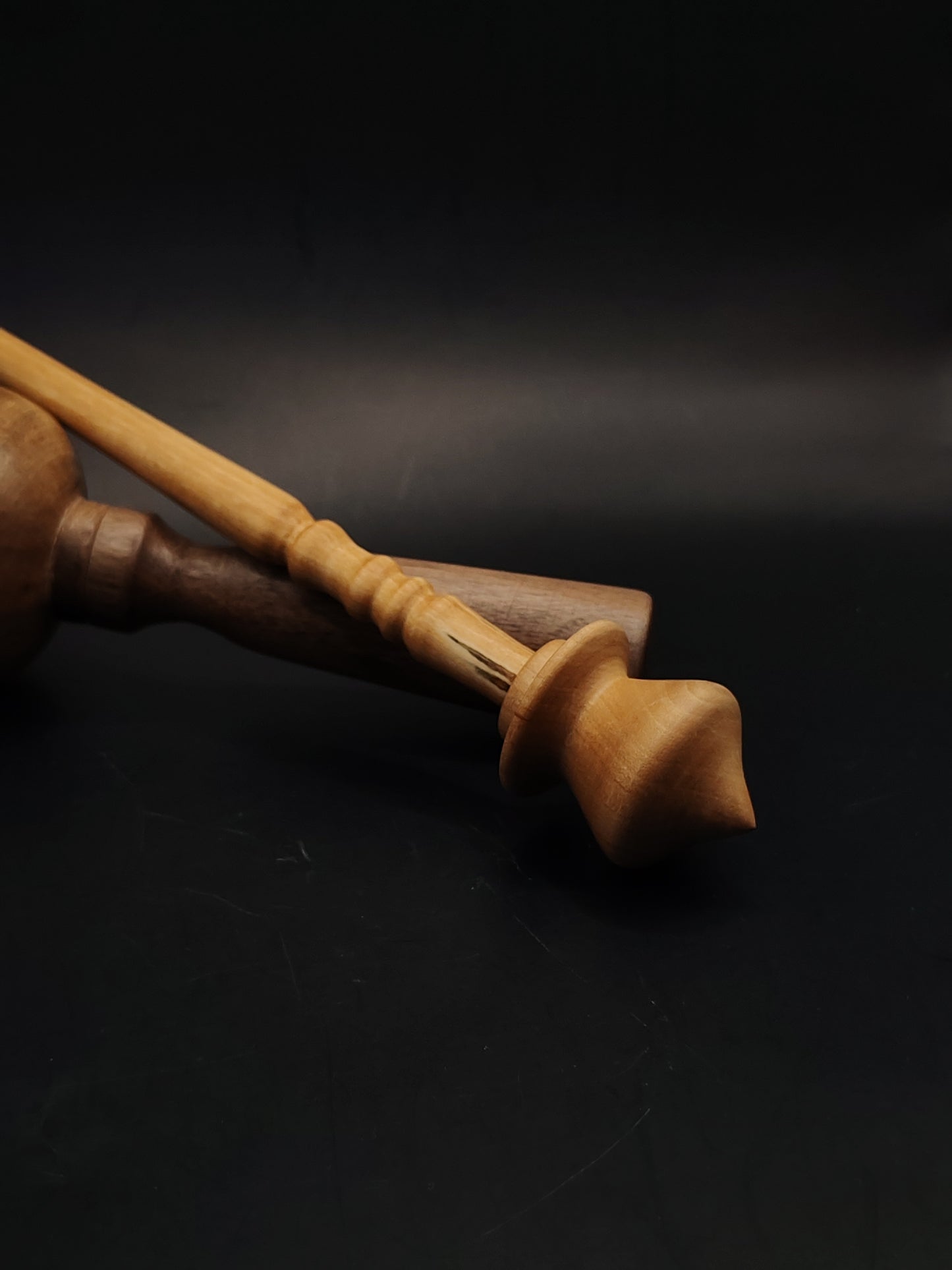 Support Spindle Set 24g Aged Pear Wood Yarn Spinning Tool Walnut Bowl