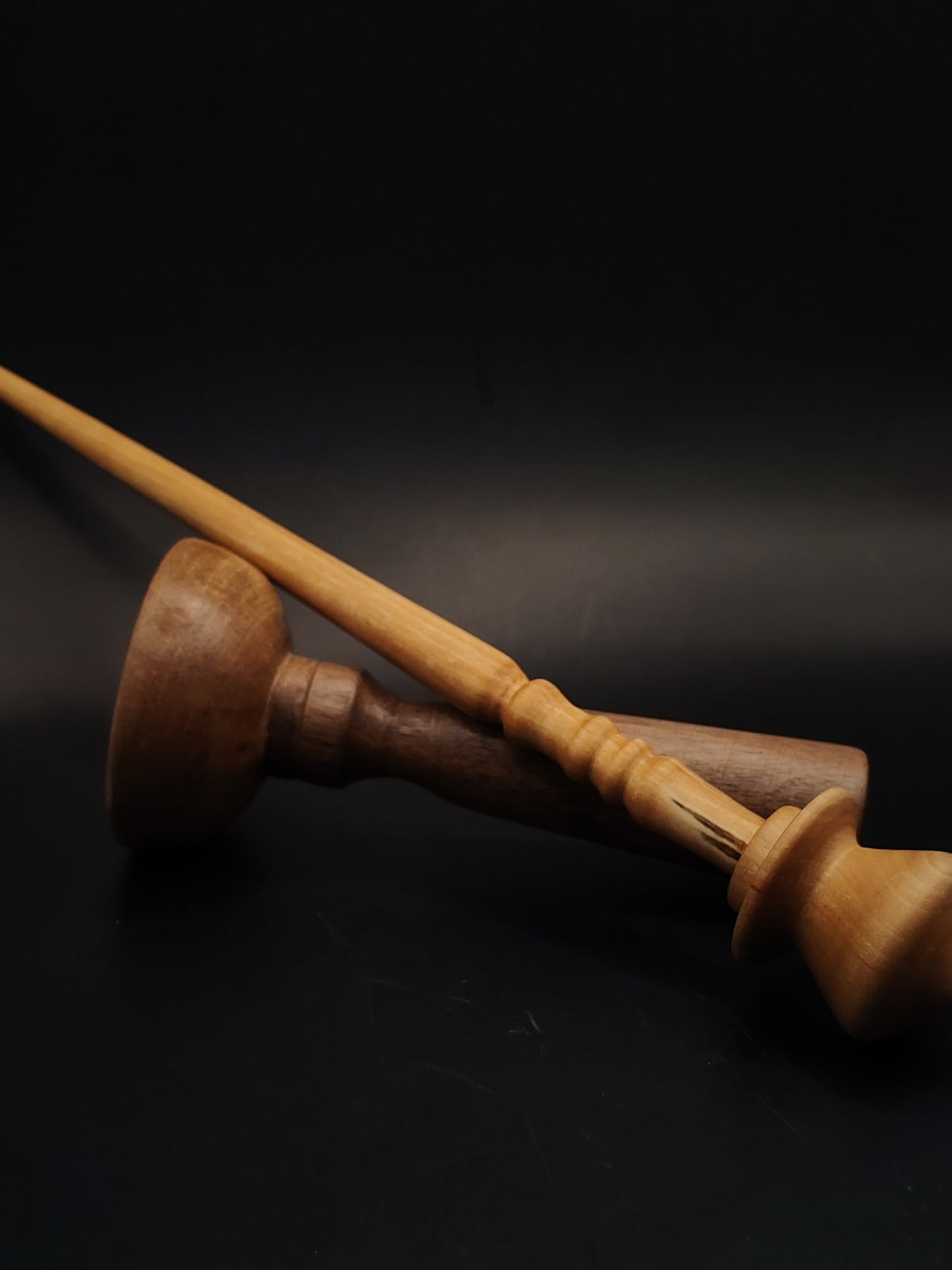 Support Spindle Set 24g Aged Pear Wood Yarn Spinning Tool Walnut Bowl
