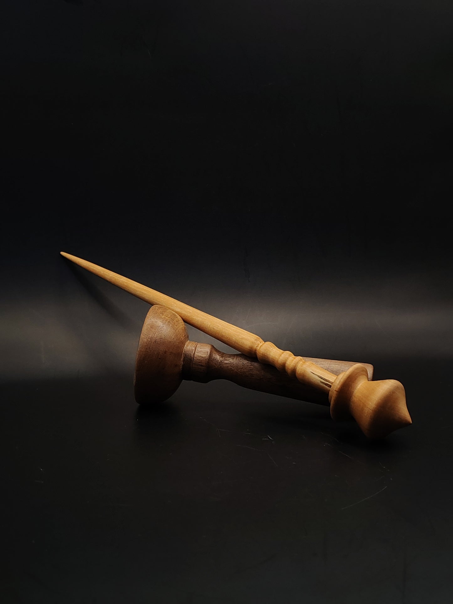 Support Spindle Set 24g Aged Pear Wood Yarn Spinning Tool Walnut Bowl