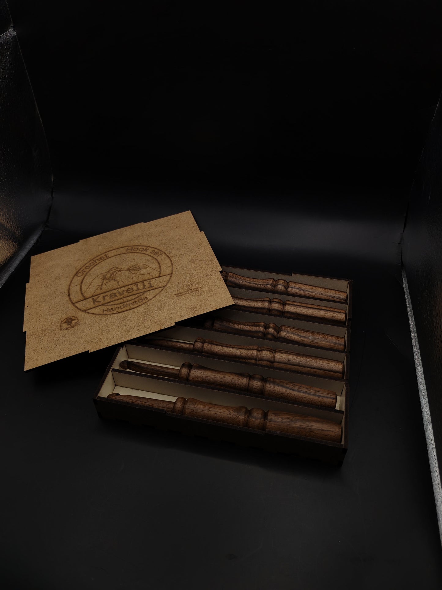 Walnut Crochet Hook Set Wooden Crochet Needles with Storage Box Handmade Kit