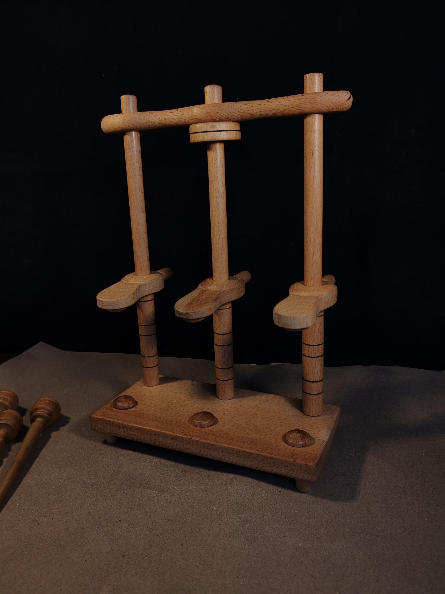 Support Spindle Plying Stand Wooden 3 Ply Yarn Tool Lazy Anna Handmade