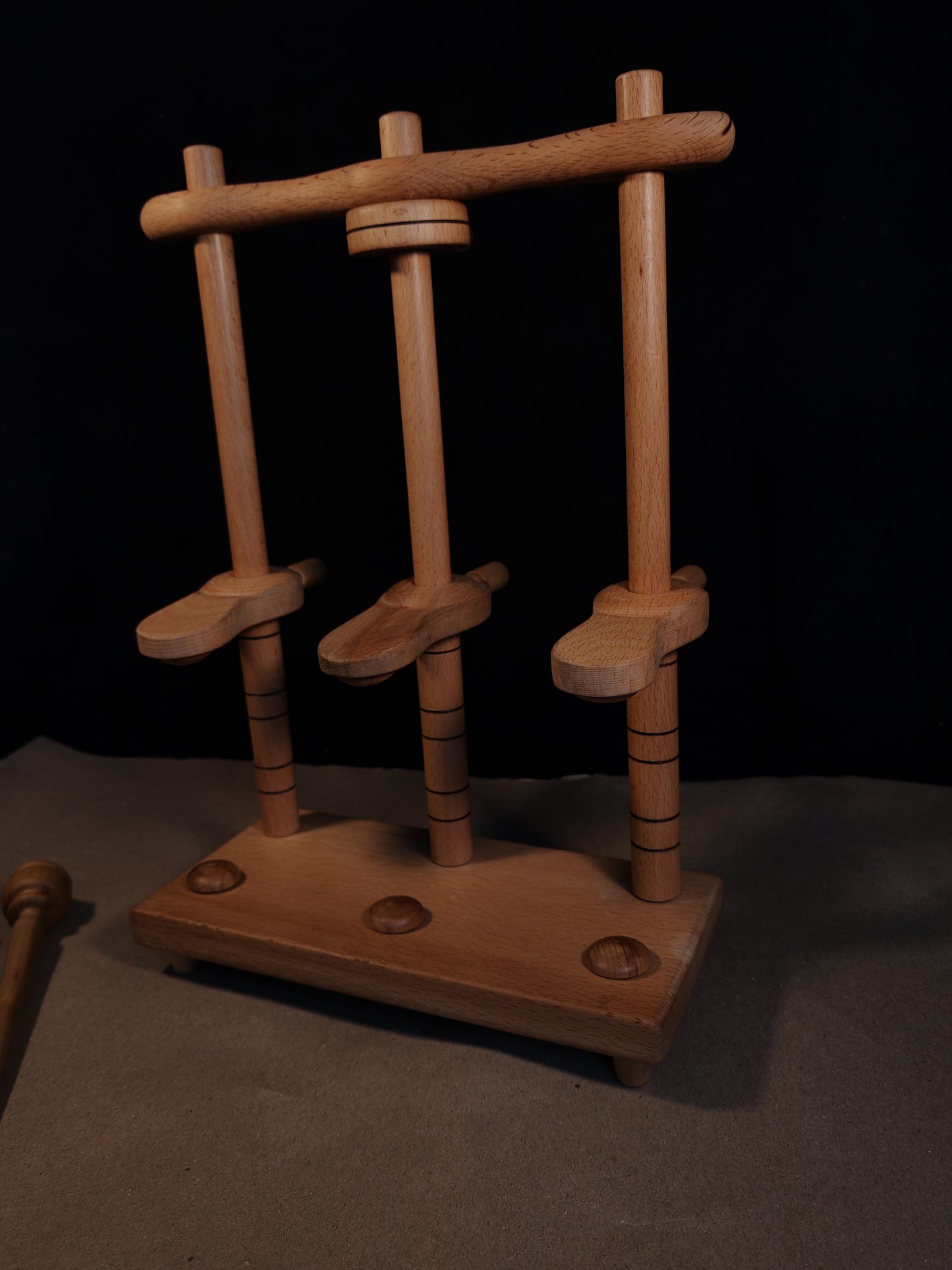 Support Spindle Plying Stand Wooden 3 Ply Yarn Tool Lazy Anna Handmade