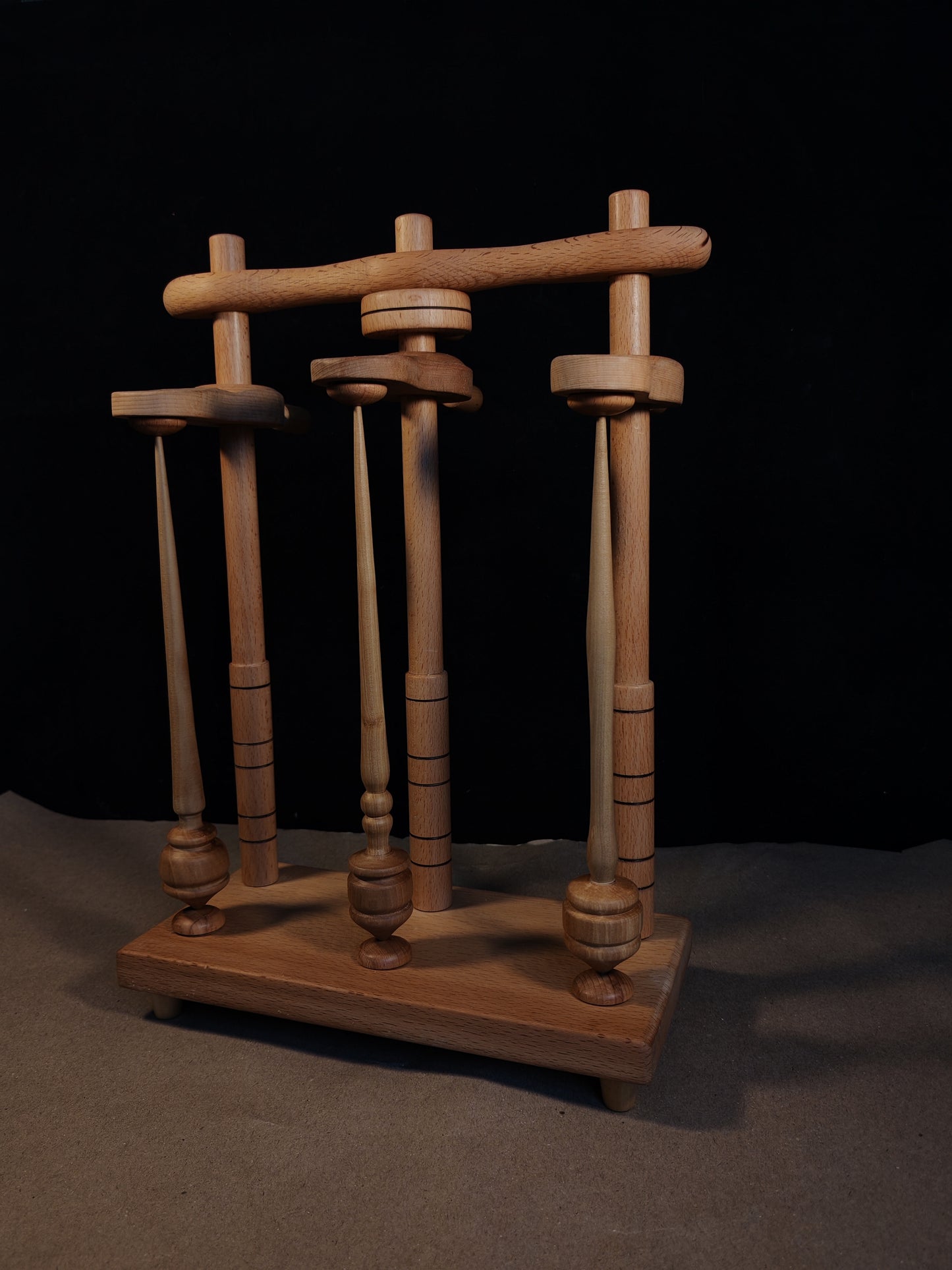 Support Spindle Plying Stand Wooden 3 Ply Yarn Tool Lazy Anna Handmade
