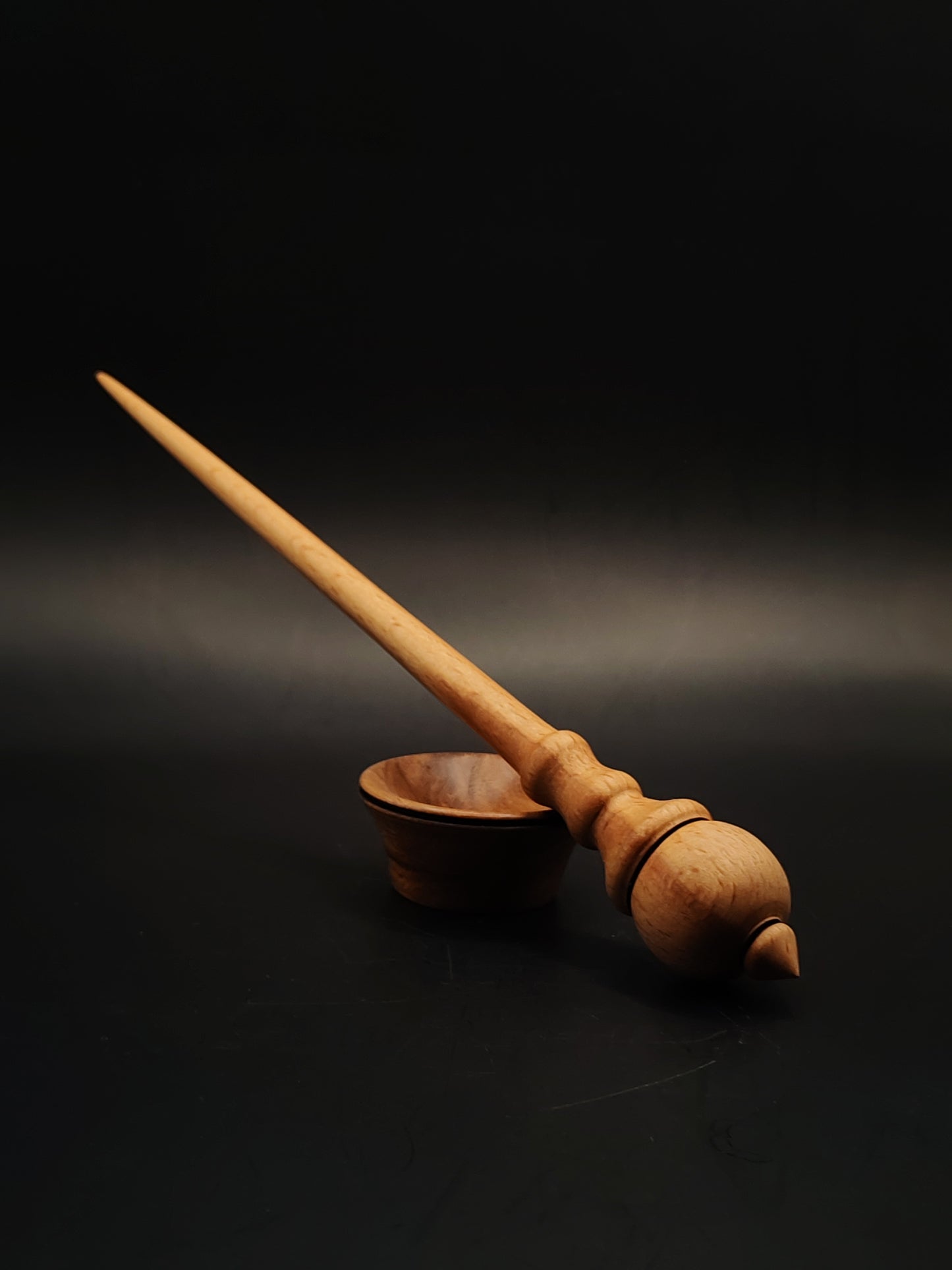Support Spindle Set 17g Beech Yarn Spinning Tool with Chestnut Bowl