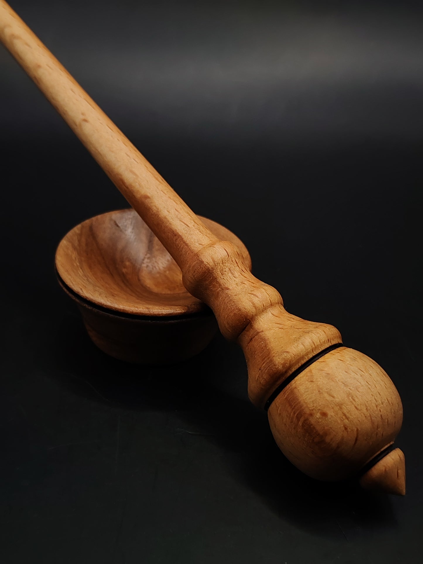 Support Spindle Set 17g Beech Yarn Spinning Tool with Chestnut Bowl