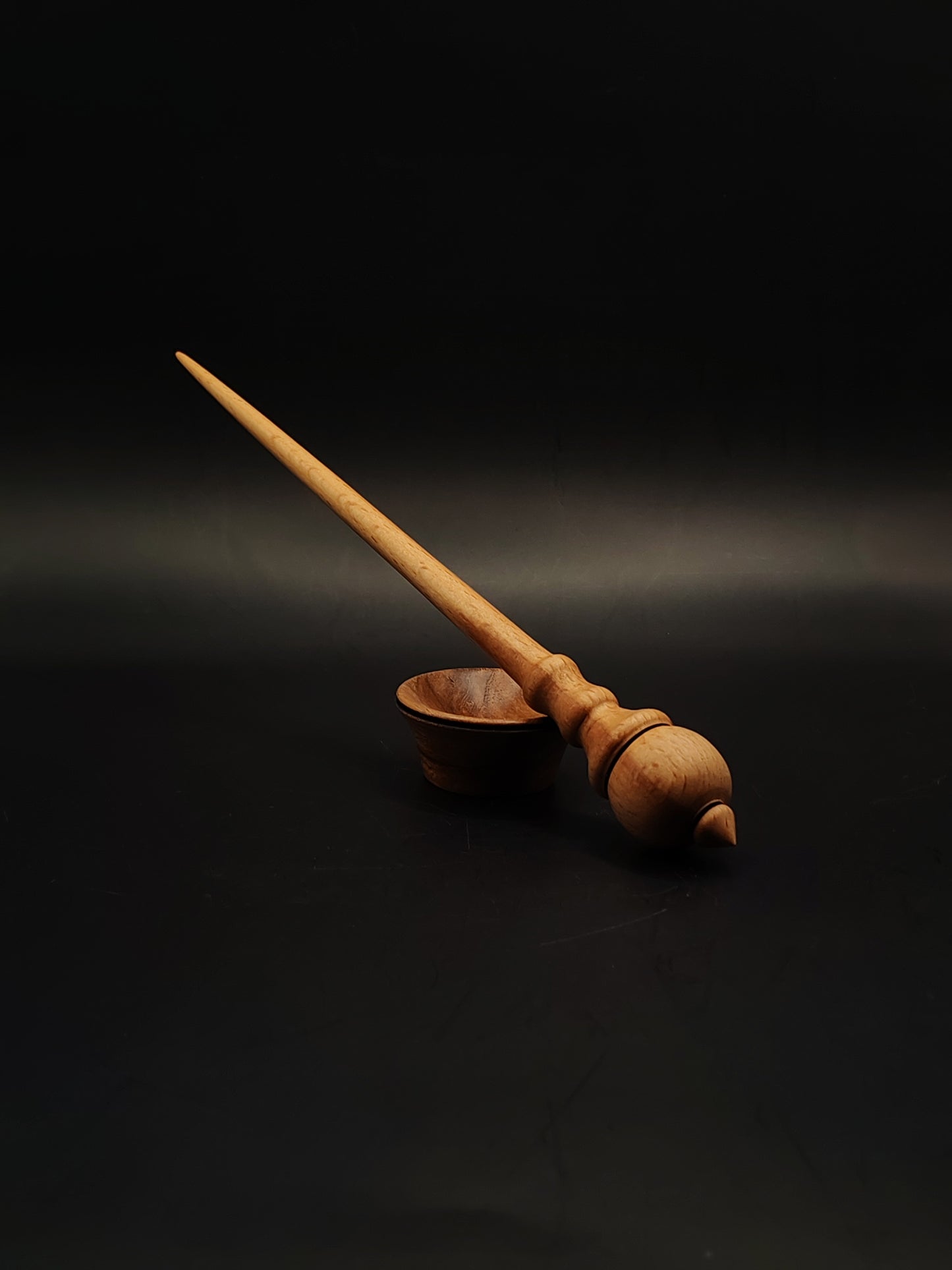 Support Spindle Set 17g Beech Yarn Spinning Tool with Chestnut Bowl