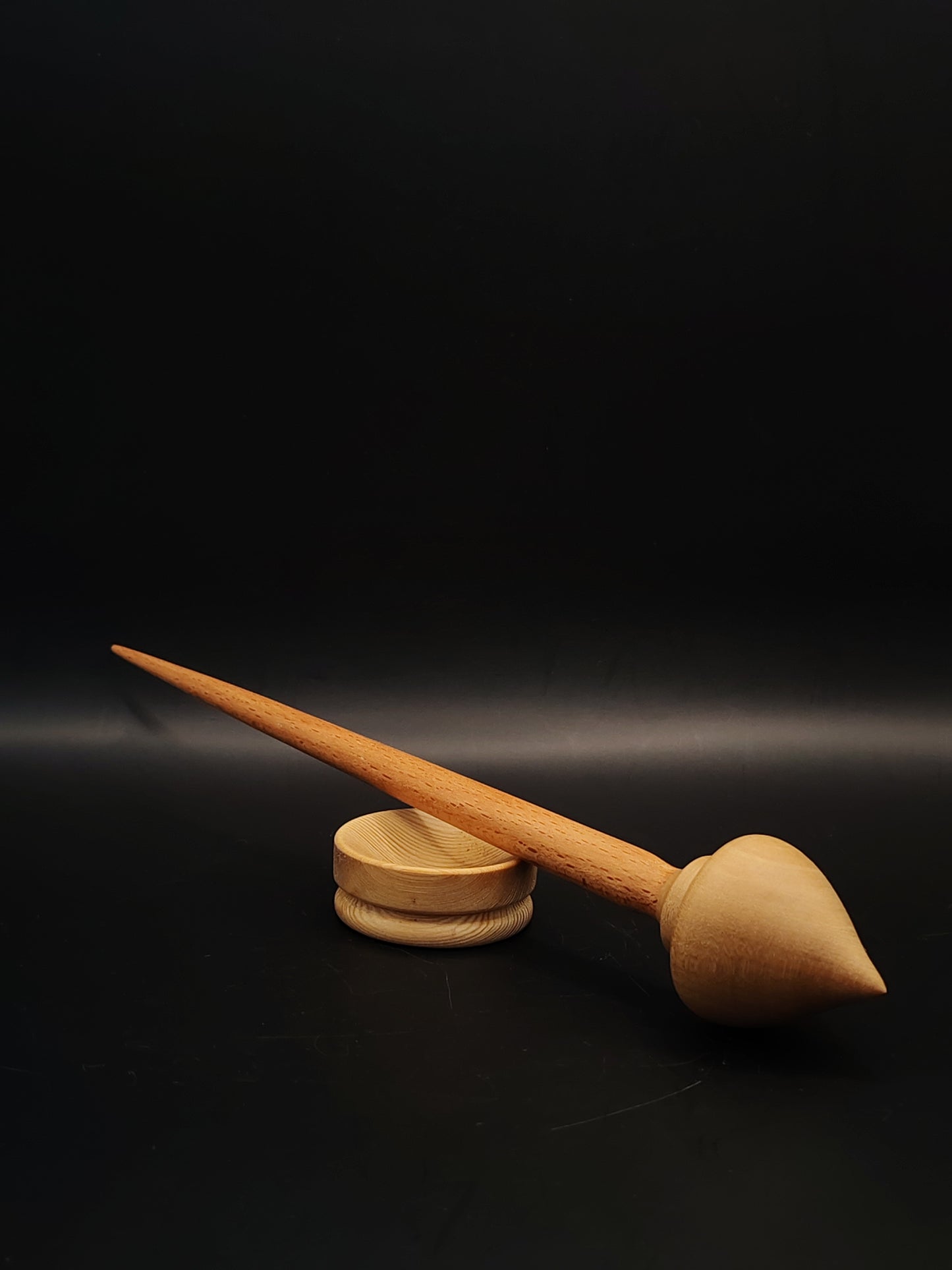 Support Spindle Set 23g Yarn Spinning Tool Beech Shaft Pear Whorl Larch Bowl