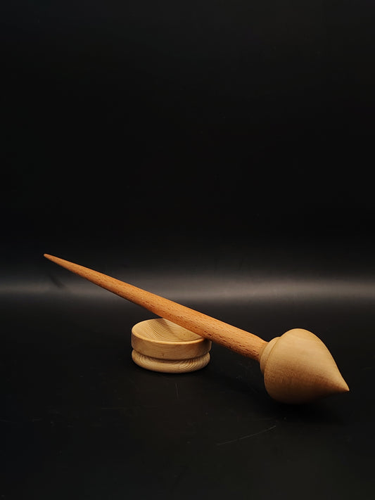 Support Spindle Set 23g Yarn Spinning Tool Beech Shaft Pear Whorl Larch Bowl