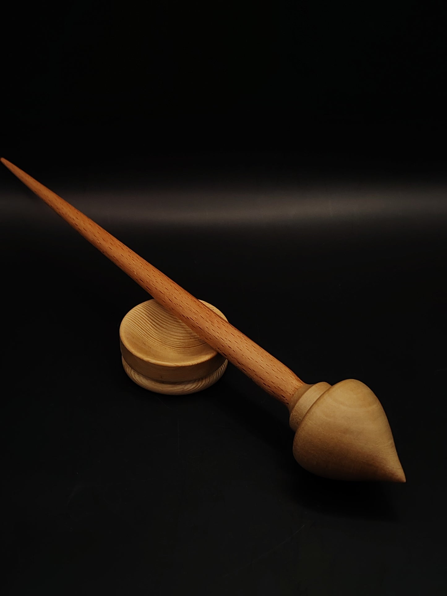 Support Spindle Set 23g Yarn Spinning Tool Beech Shaft Pear Whorl Larch Bowl