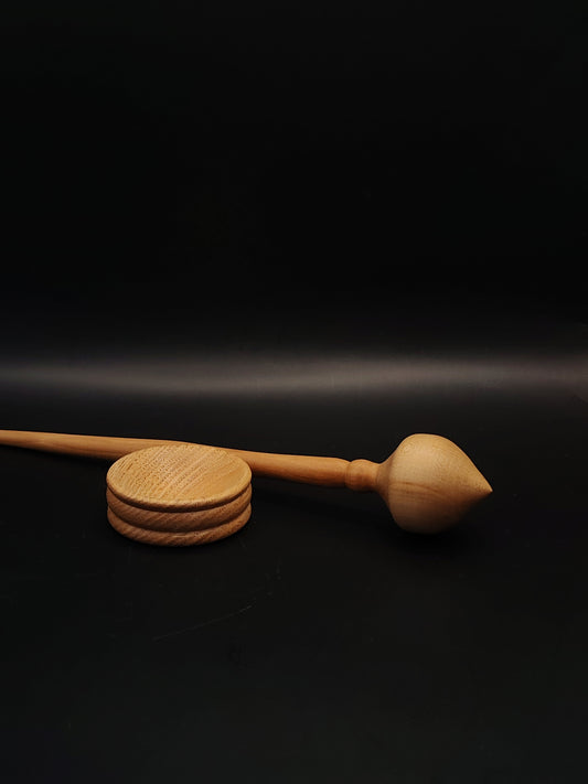 Support Spindle Set 24g Yarn Spinning Tool Pear Shaft Apple Whorl Oak Bowl