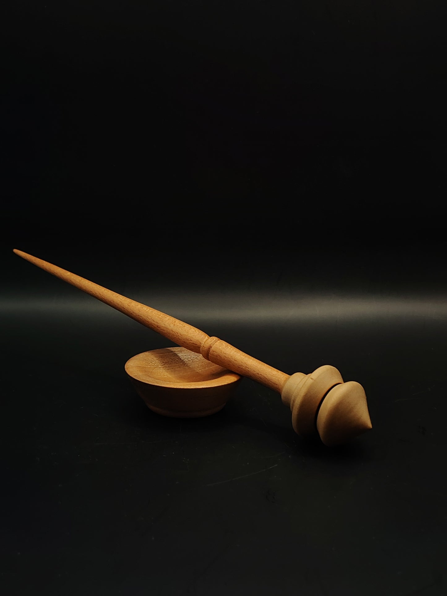 Support Spindle Set 18g Yarn Spinning Tool Beech Shaft Chestnut Whorl Pear Bowl