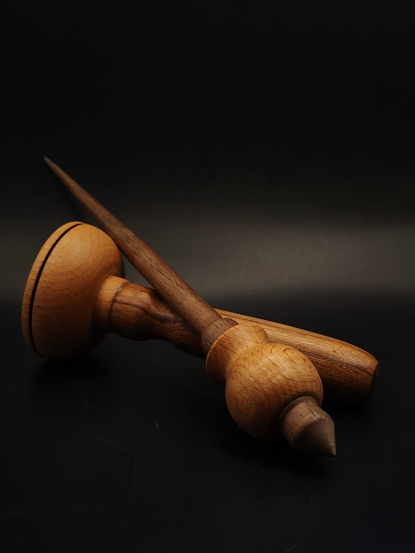 Support Spindle Set 23g Yarn Spinning Tool Walnut Shaft Beech Whorl Wooden Bowl