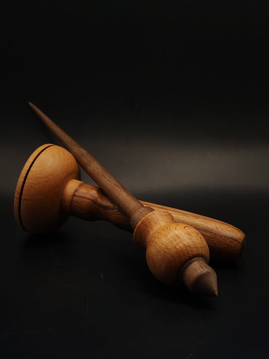 Support Spindle Set 23g Yarn Spinning Tool Walnut Shaft Beech Whorl Wooden Bowl