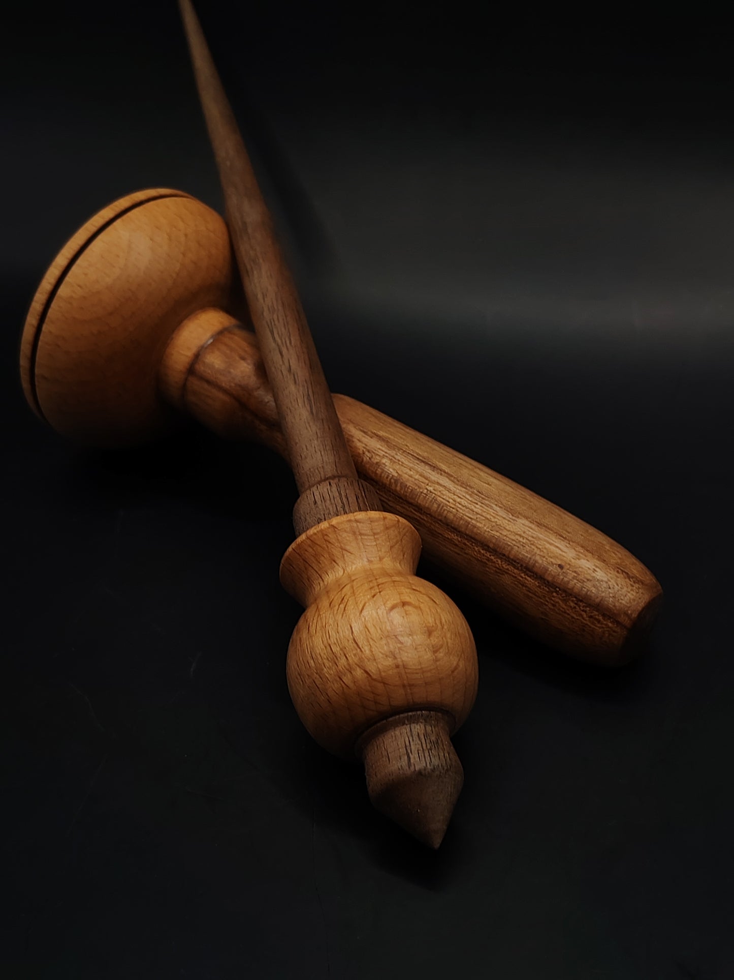 Support Spindle Set 23g Yarn Spinning Tool Walnut Shaft Beech Whorl Wooden Bowl