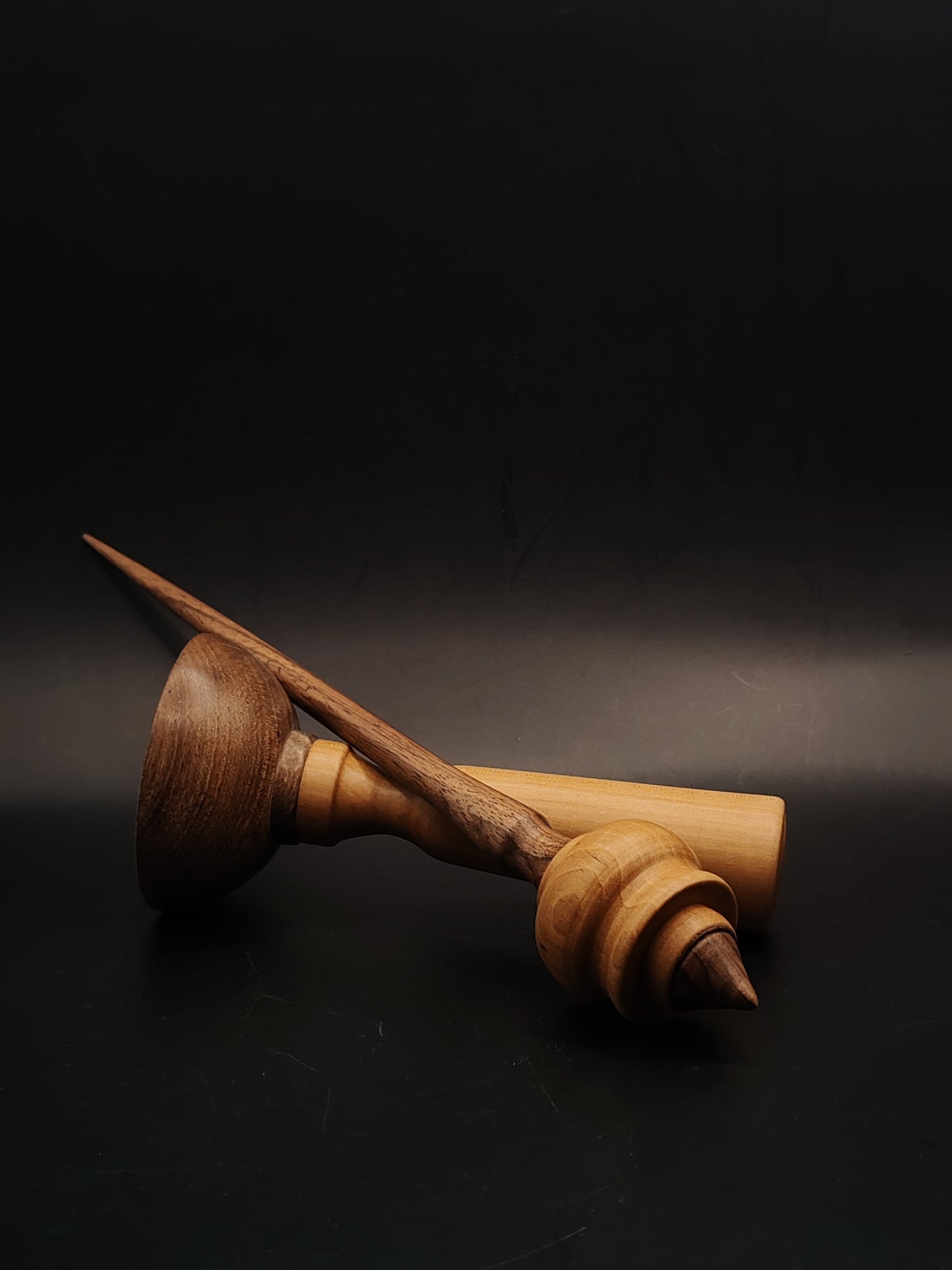 Support Spindle Set 25g Yarn Spinning Tool Walnut Shaft Pear Whorl Wooden Bowl