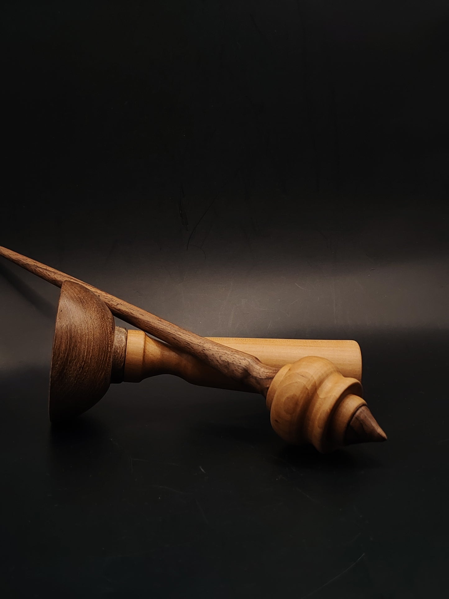Support Spindle Set 25g Yarn Spinning Tool Walnut Shaft Pear Whorl Wooden Bowl