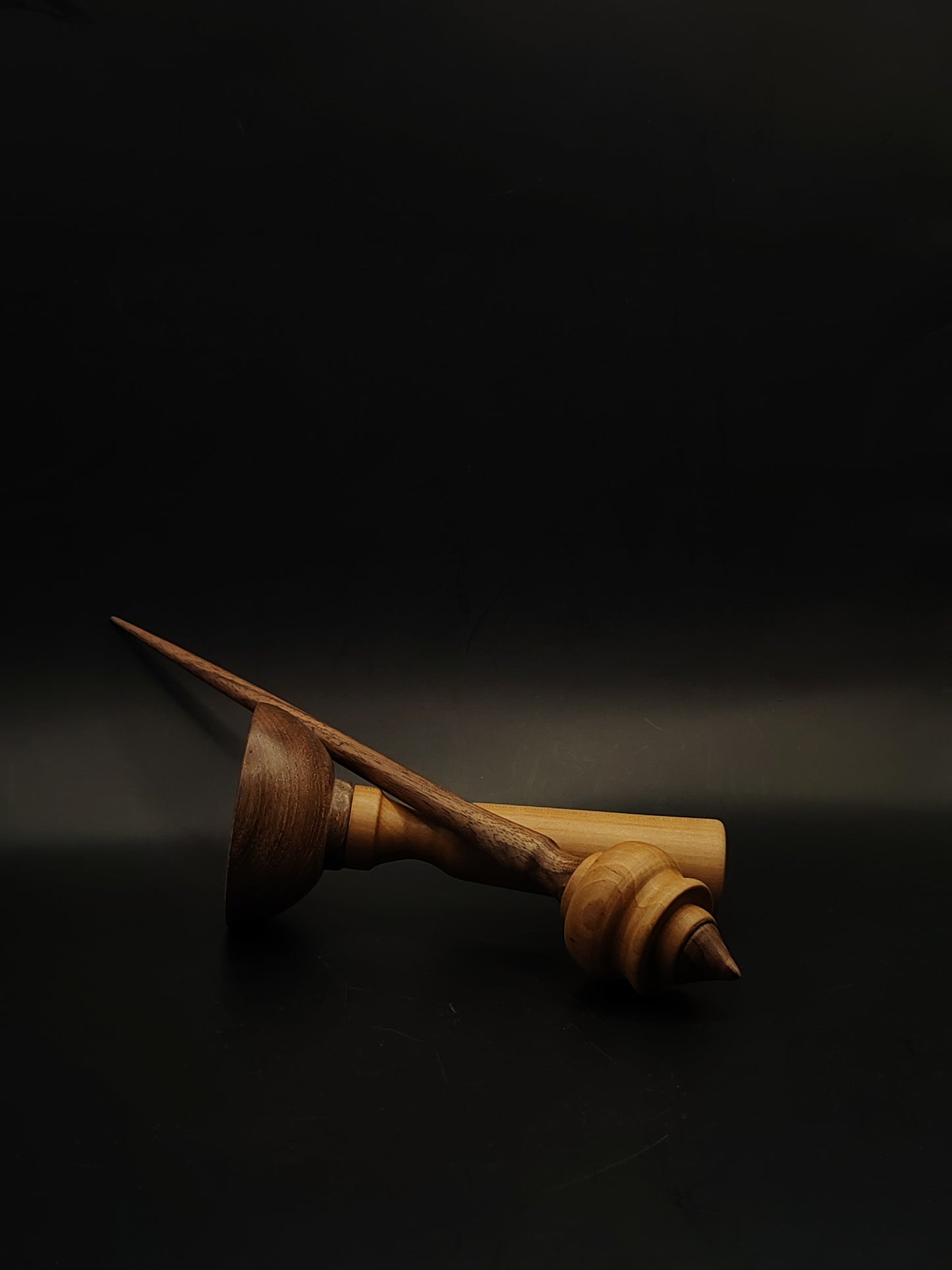 Support Spindle Set 25g Yarn Spinning Tool Walnut Shaft Pear Whorl Wooden Bowl