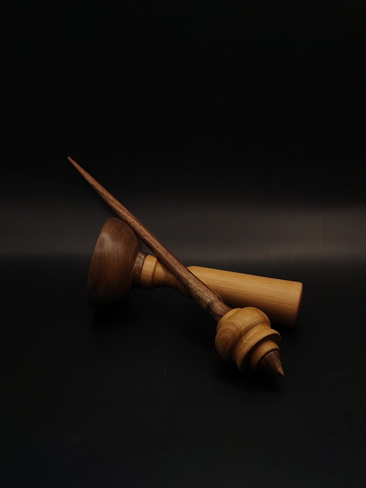 Support Spindle Set 25g Yarn Spinning Tool Walnut Shaft Pear Whorl Wooden Bowl