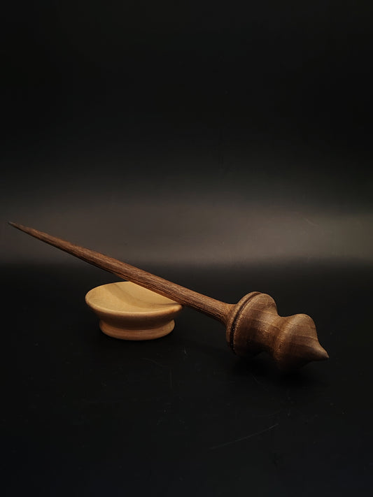 Support Spindle Set 18g Walnut Yarn Spinning Tool with Apple Support Bowl