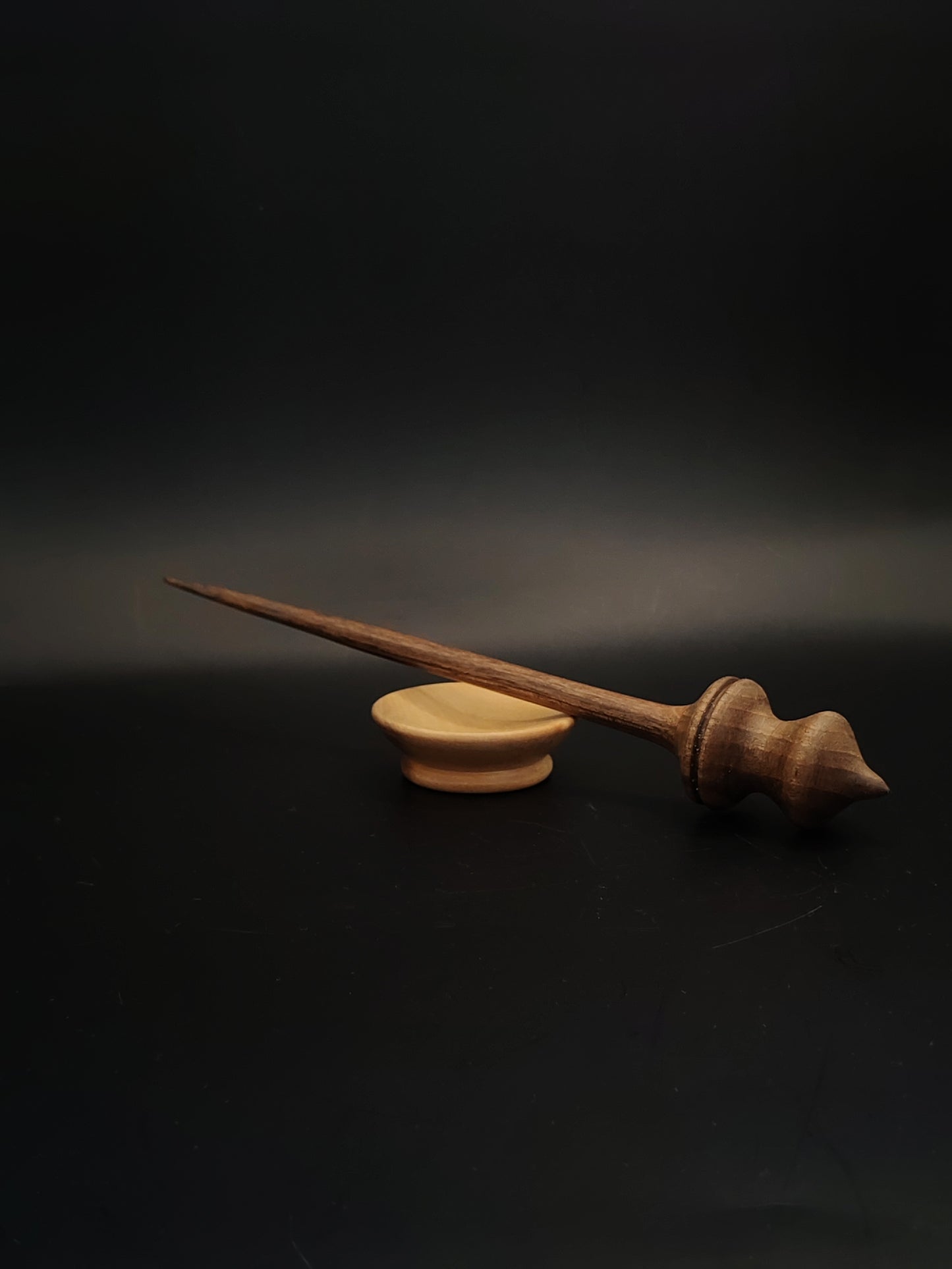 Support Spindle Set 18g Walnut Yarn Spinning Tool with Apple Support Bowl