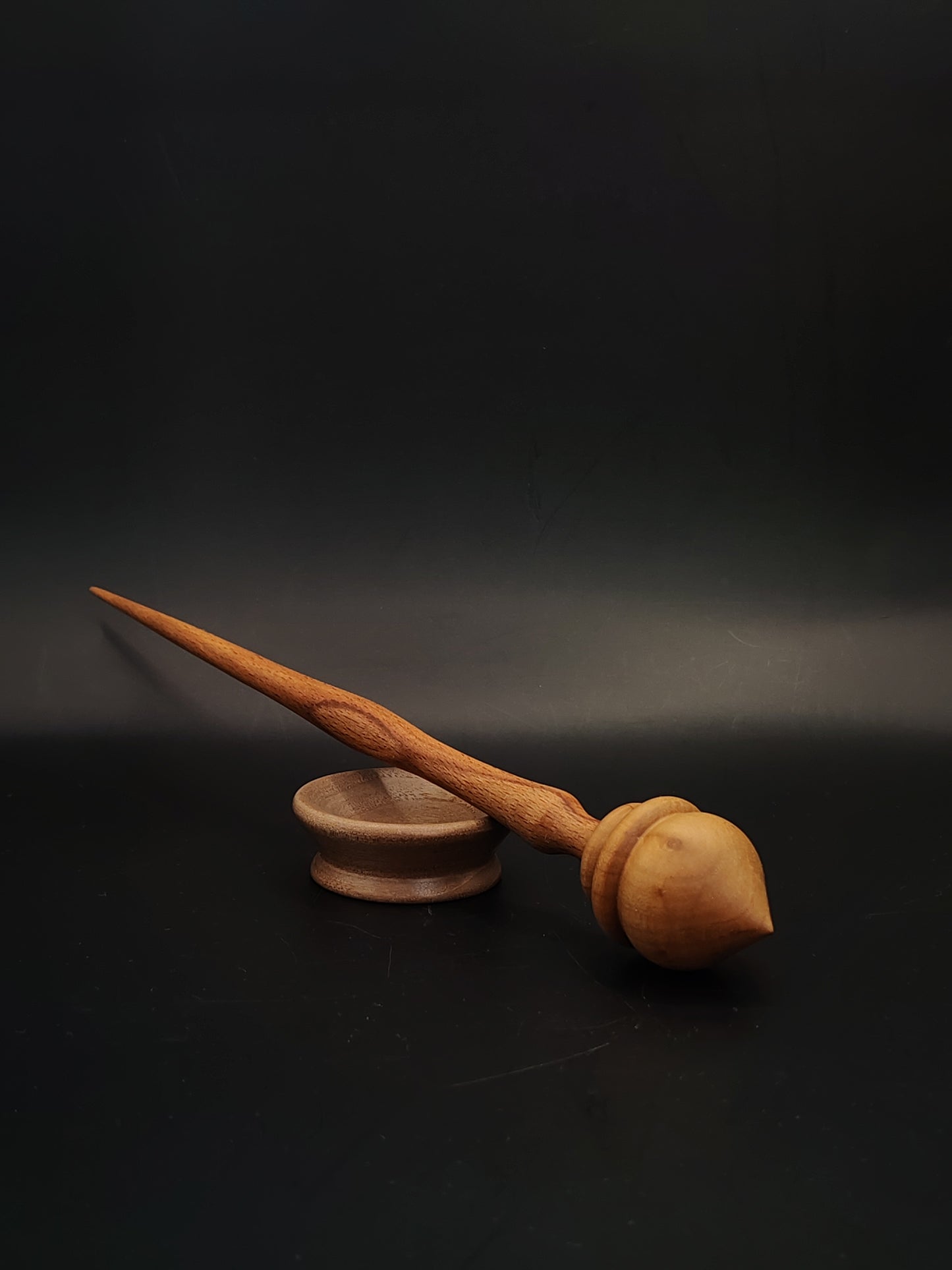 Support Spindle Set 23g 0.81oz 26cm 10.2in Beech Shaft Pear Whorl Walnut Bowl