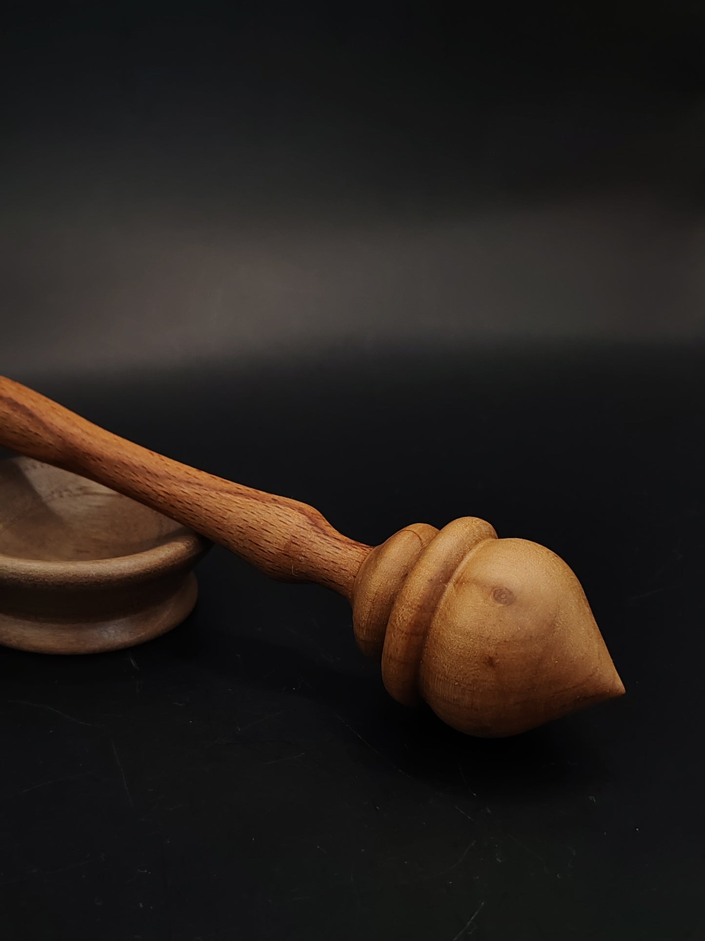 Support Spindle Set 23g 0.81oz 26cm 10.2in Beech Shaft Pear Whorl Walnut Bowl