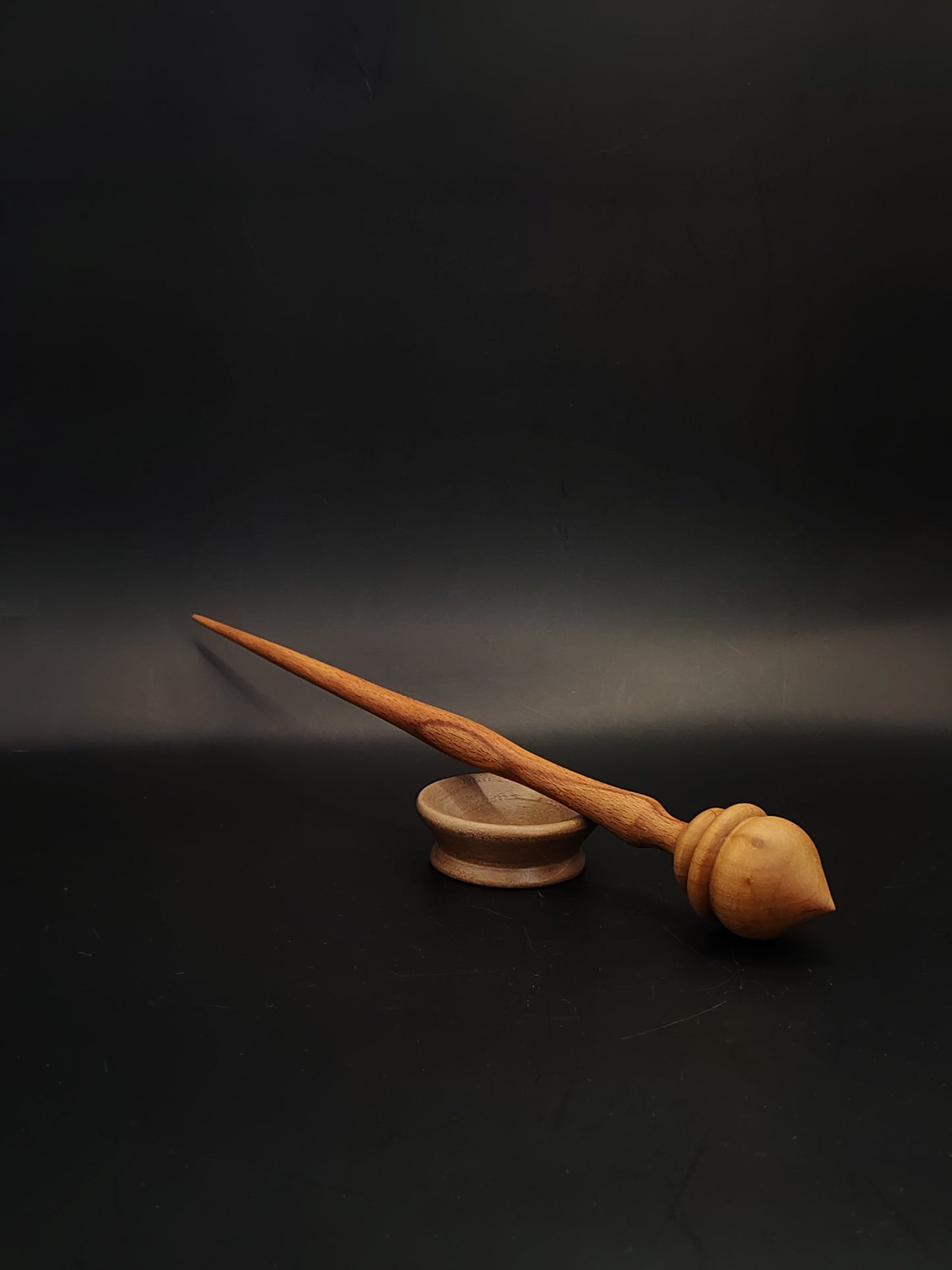 Support Spindle Set 23g 0.81oz 26cm 10.2in Beech Shaft Pear Whorl Walnut Bowl