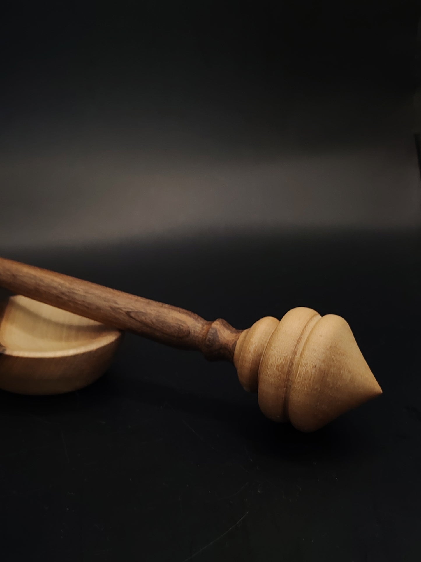 Support Spindle Set 26g 0.92oz 25.5cm 10in Dark Walnut Shaft White Walnut Whorl Bowl
