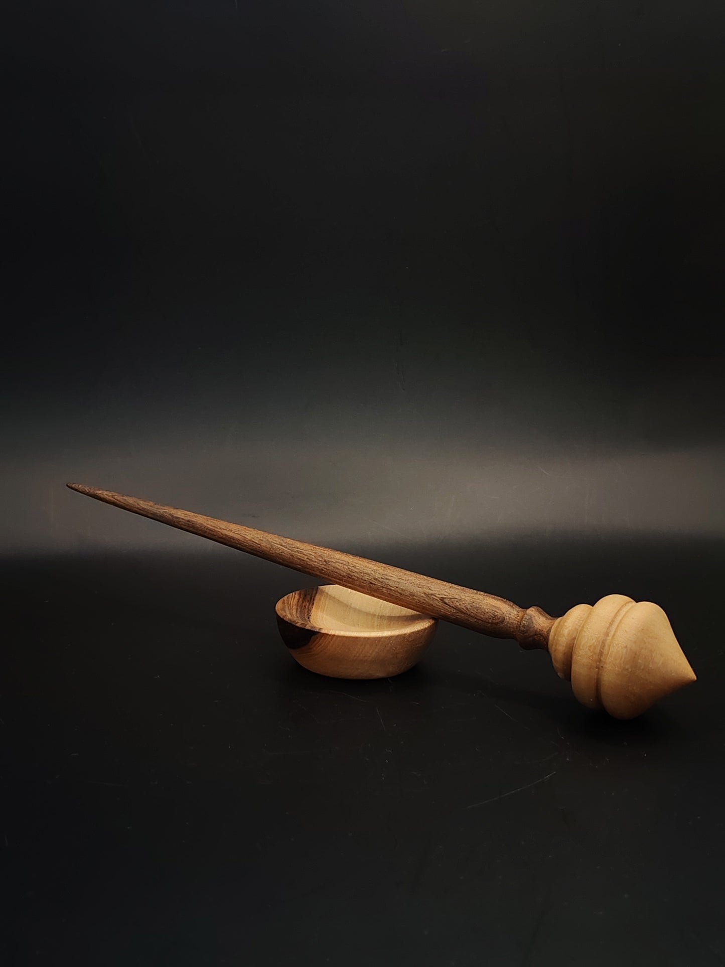 Support Spindle Set 26g 0.92oz 25.5cm 10in Dark Walnut Shaft White Walnut Whorl Bowl