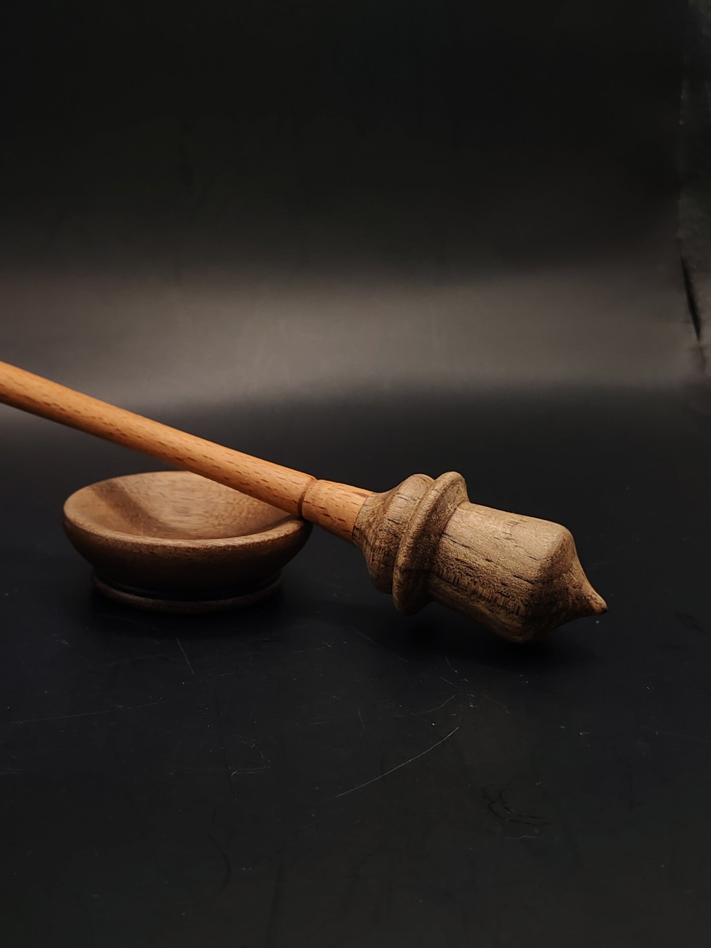 Support Spindle Set 16g 0.56oz 24cm 9.45in Beech Shaft Walnut Whorl Walnut Bowl