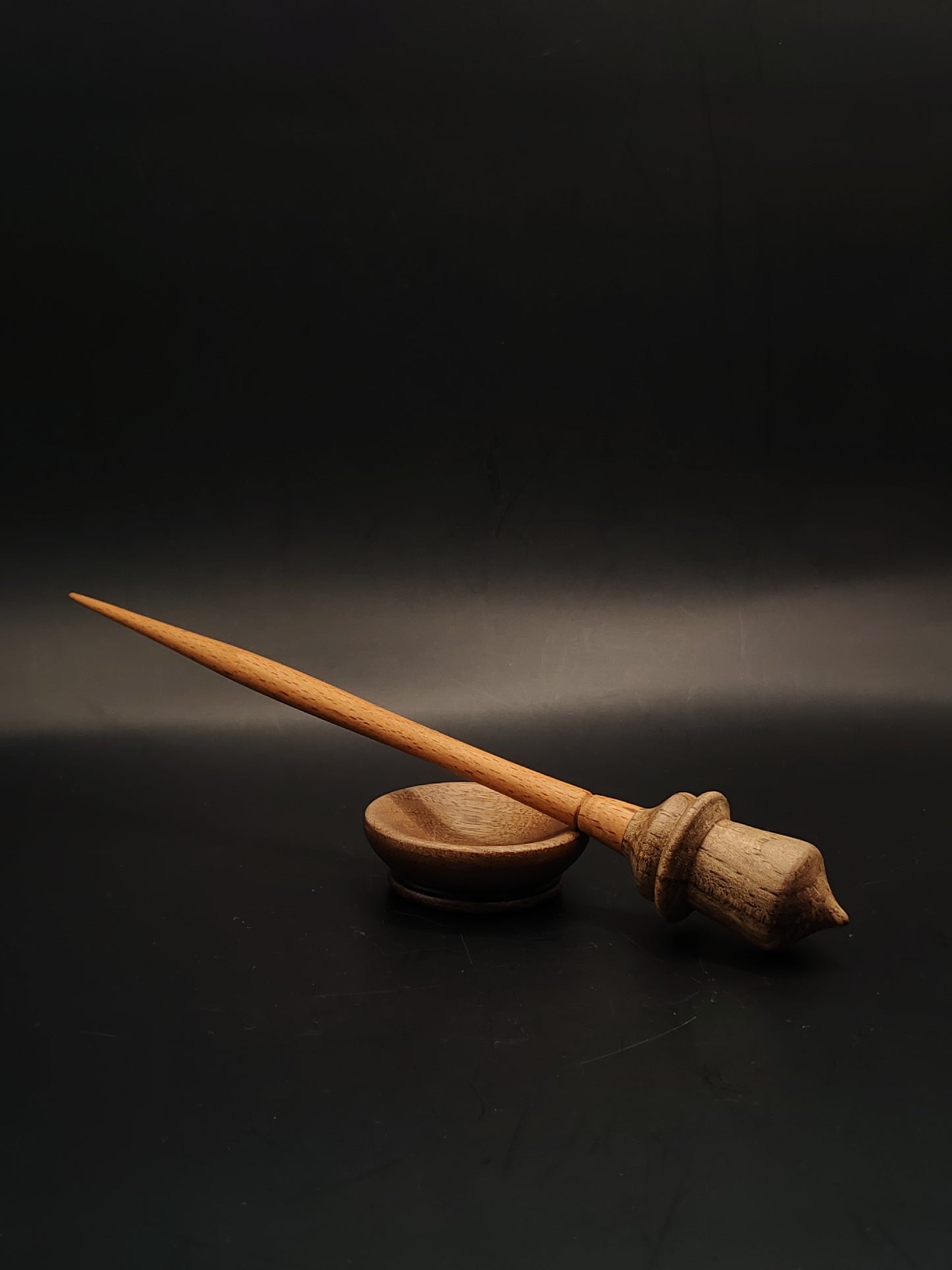 Support Spindle Set 16g 0.56oz 24cm 9.45in Beech Shaft Walnut Whorl Walnut Bowl