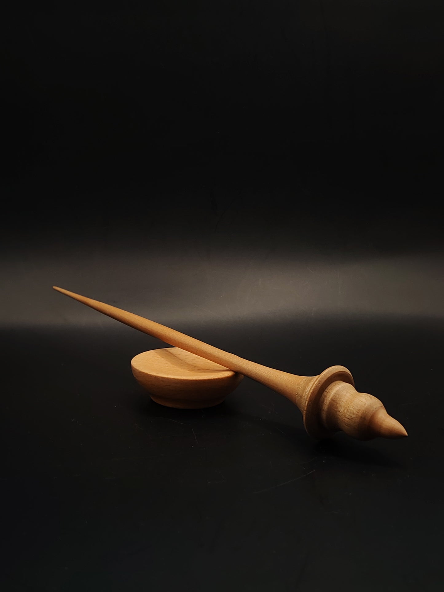 Support Spindle Set 14g 0.49oz 24.5cm 9.65in Beech Shaft Grey Walnut Whorl Beech Bowl