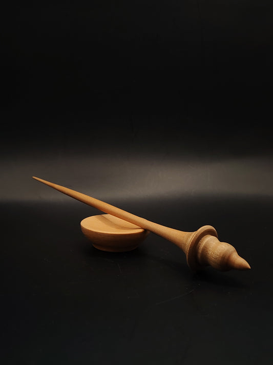 Support Spindle Set 14g 0.49oz 24.5cm 9.65in Beech Shaft Grey Walnut Whorl Beech Bowl