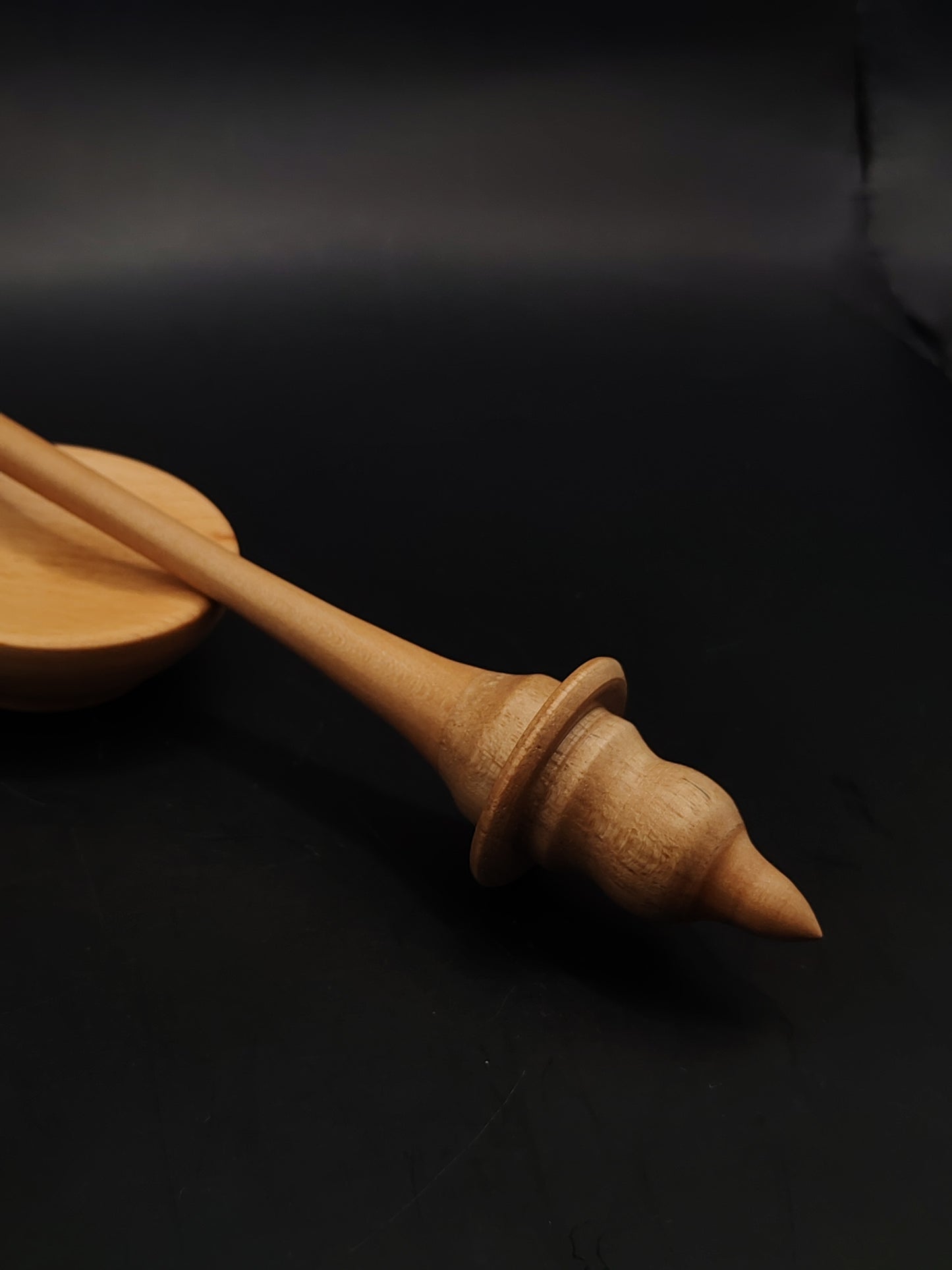 Support Spindle Set 14g 0.49oz 24.5cm 9.65in Beech Shaft Grey Walnut Whorl Beech Bowl