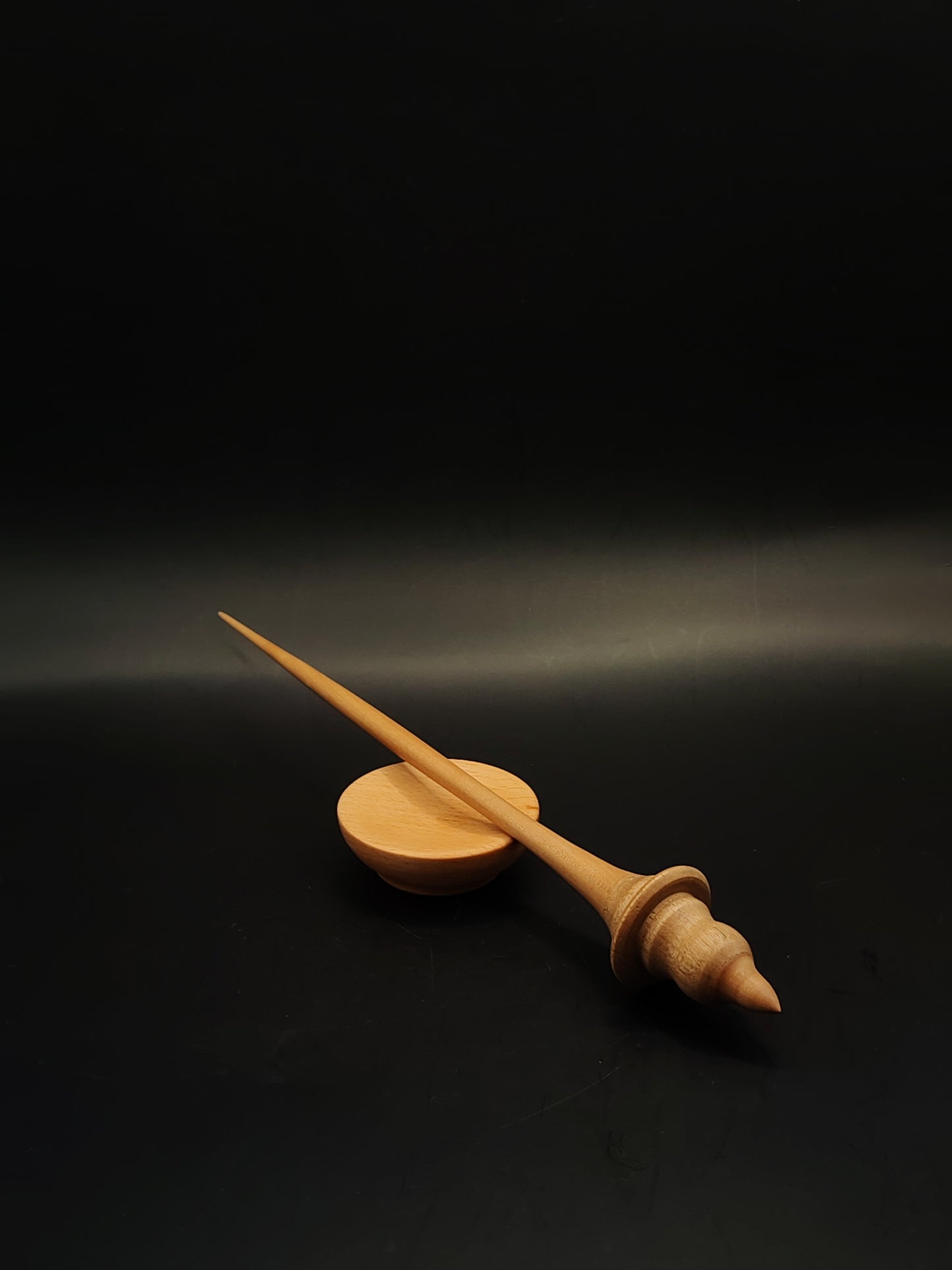 Support Spindle Set 14g 0.49oz 24.5cm 9.65in Beech Shaft Grey Walnut Whorl Beech Bowl