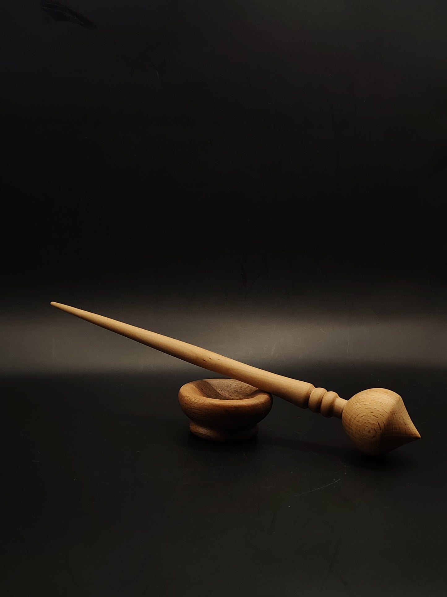 Support Spindle Set 27g 0.95oz 25cm 9.84in Grey Walnut Shaft Beech Whorl Walnut Bowl
