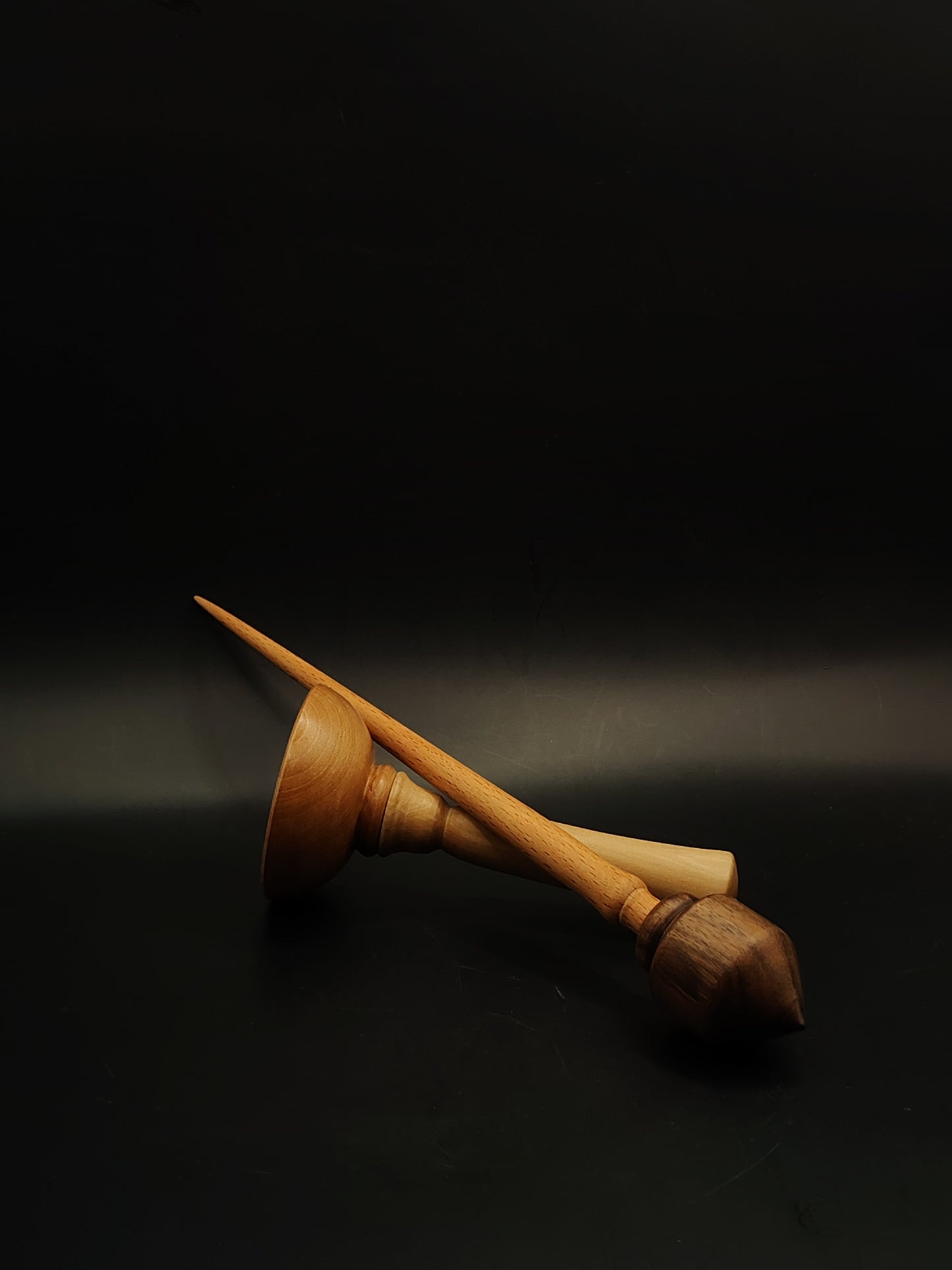 Support Spindle Set 31g 1.09oz 26cm 10.24in Beech Shaft Walnut Whorl Apple Pear Bowl