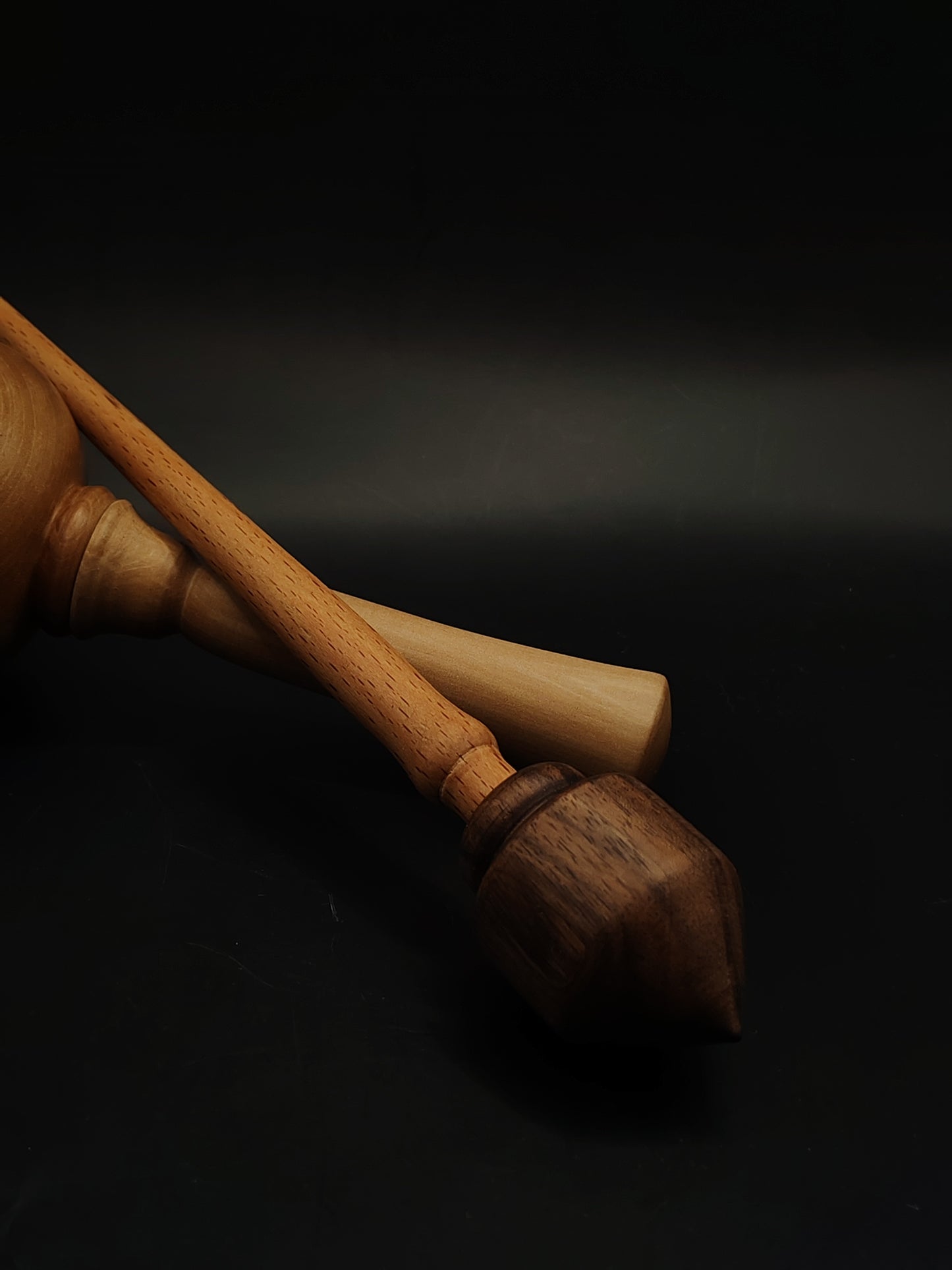 Support Spindle Set 31g 1.09oz 26cm 10.24in Beech Shaft Walnut Whorl Apple Pear Bowl