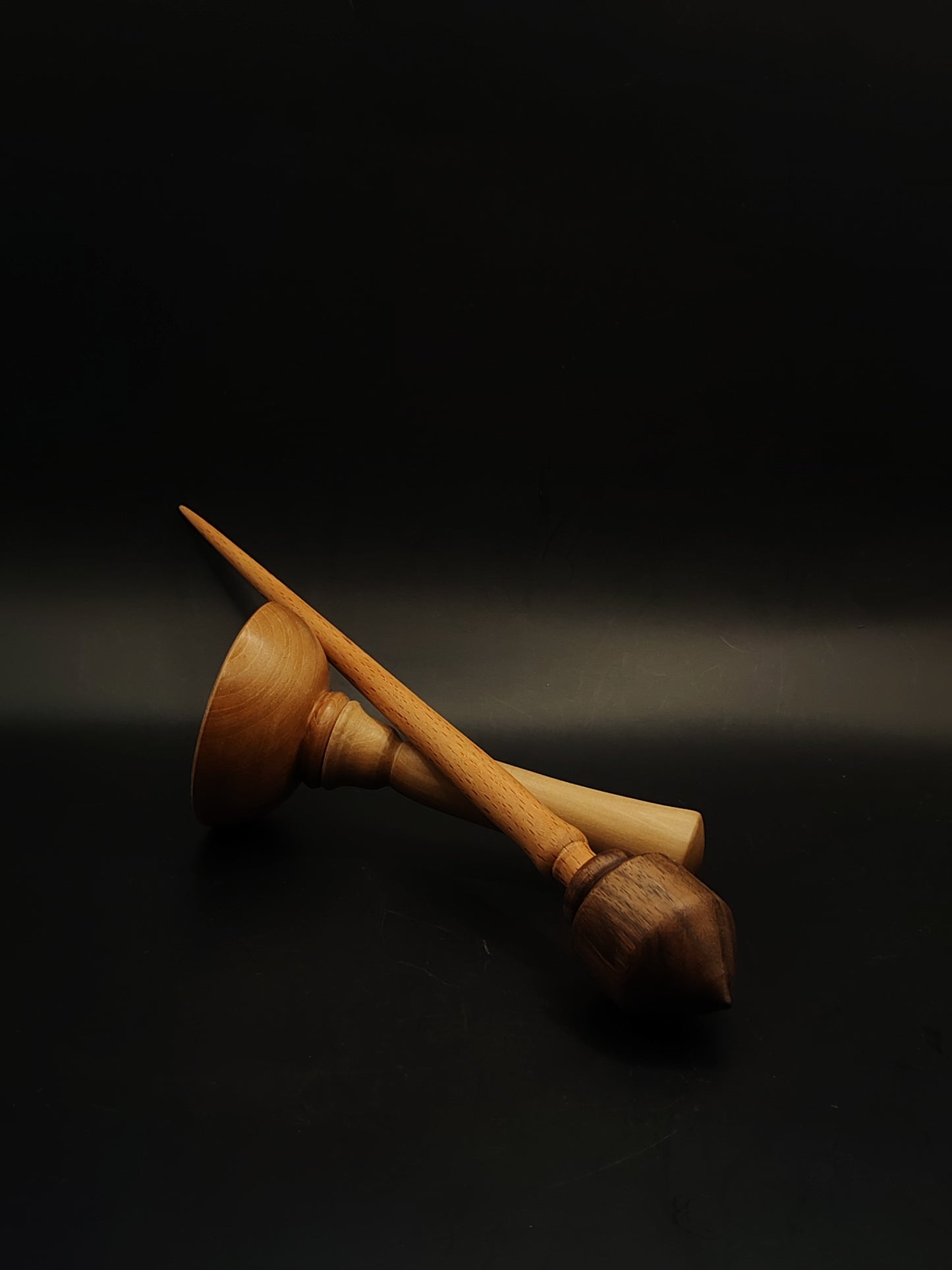 Support Spindle Set 31g 1.09oz 26cm 10.24in Beech Shaft Walnut Whorl Apple Pear Bowl