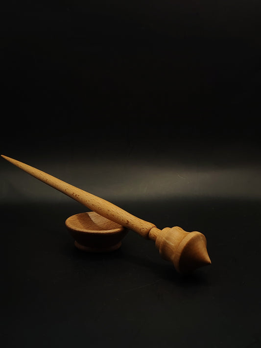 Support Spindle Set 26g 0.92oz 28cm 11.02in Beech Shaft Pear Whorl Beech Bowl