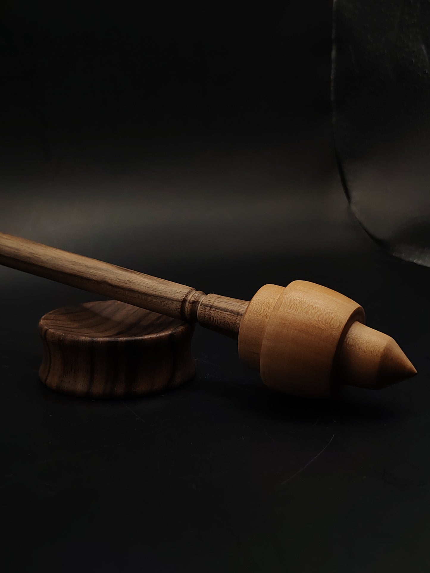 Support Spindle Set 30g 1.06oz 28cm 11.02in Walnut Shaft Pear Whorl Walnut Bowl